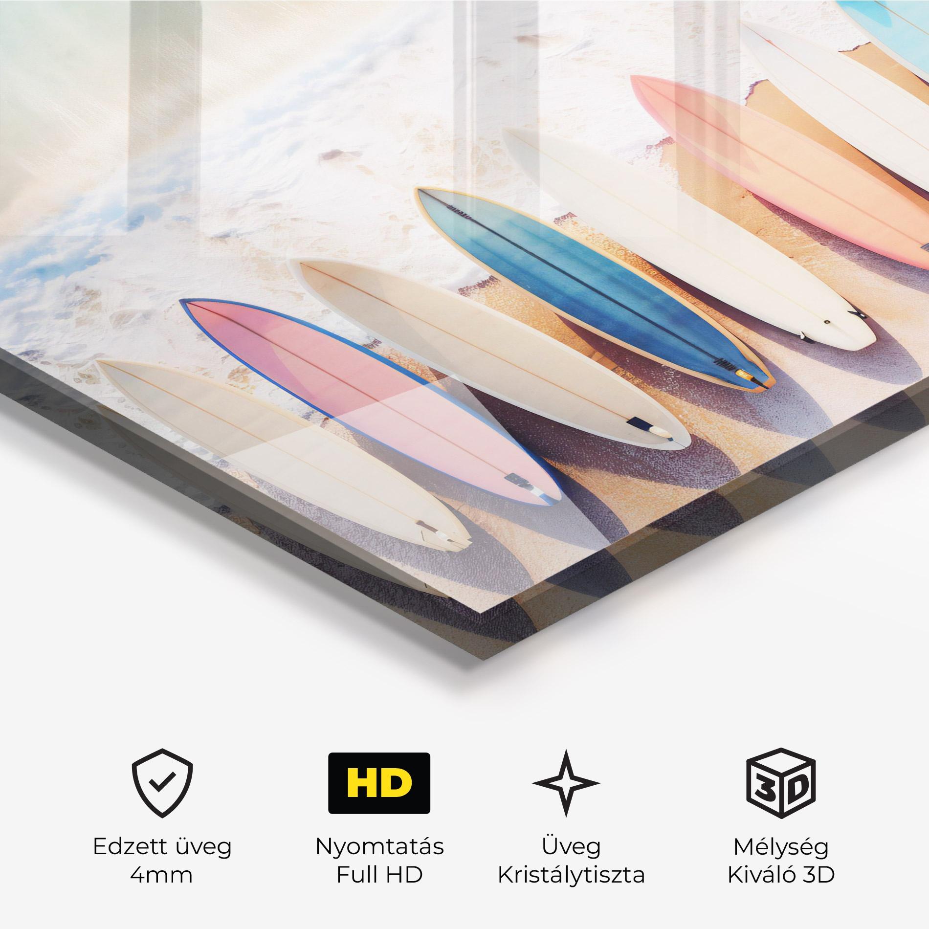 Üvegkép Surfboards Beach mockup 3