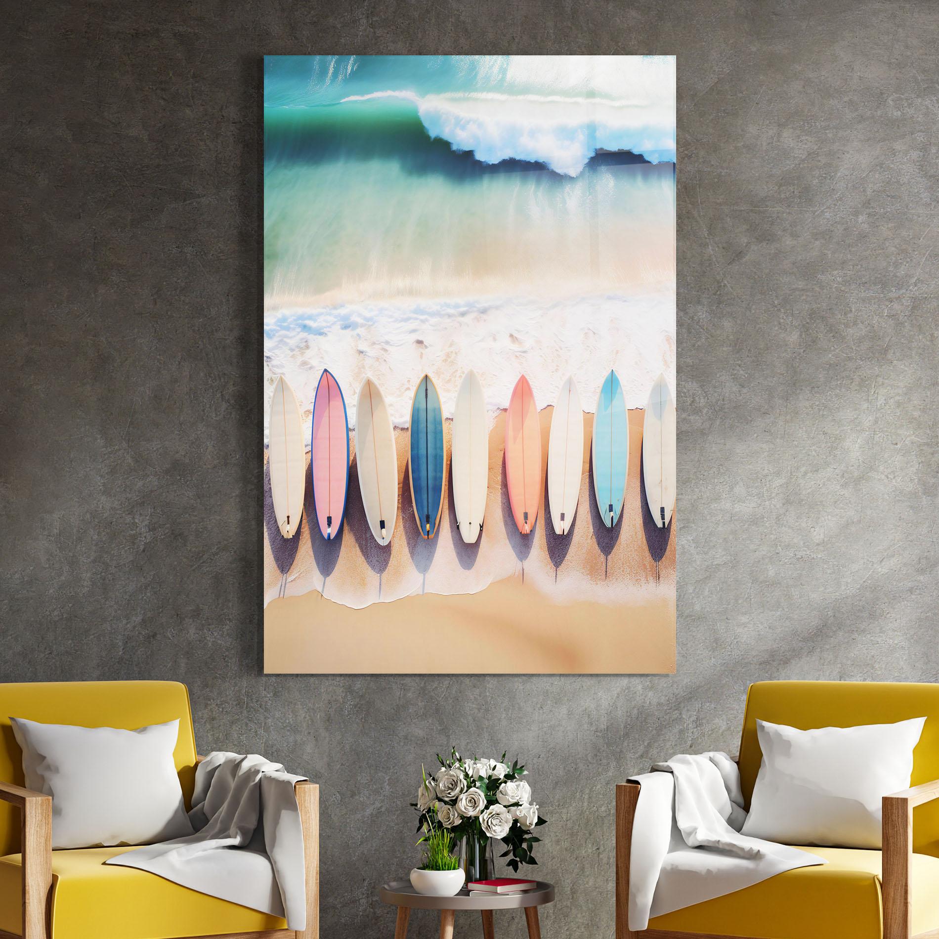 Üvegkép Surfboards Beach mockup 4