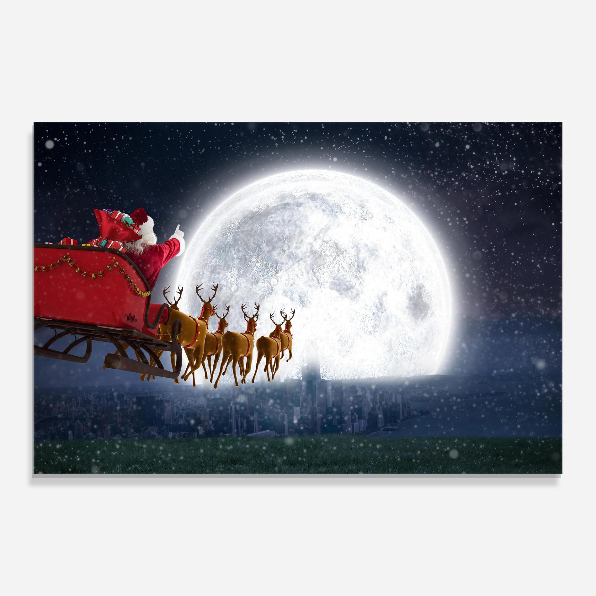 Üvegkép Santa Riding Sleigh mockup 0