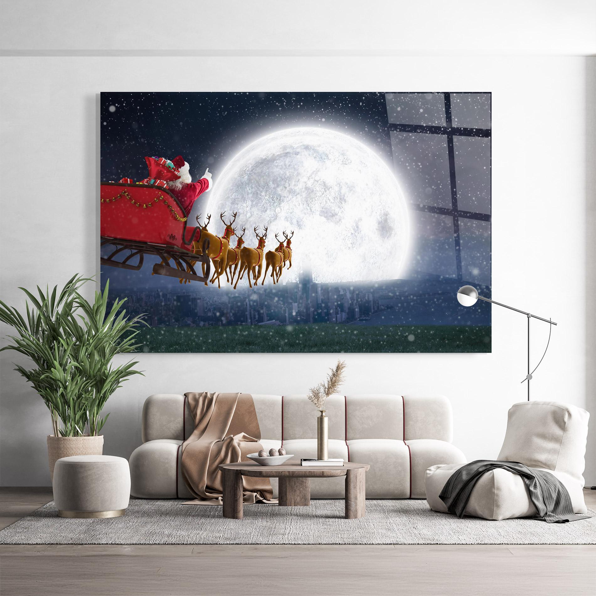 Üvegkép Santa Riding Sleigh mockup 9
