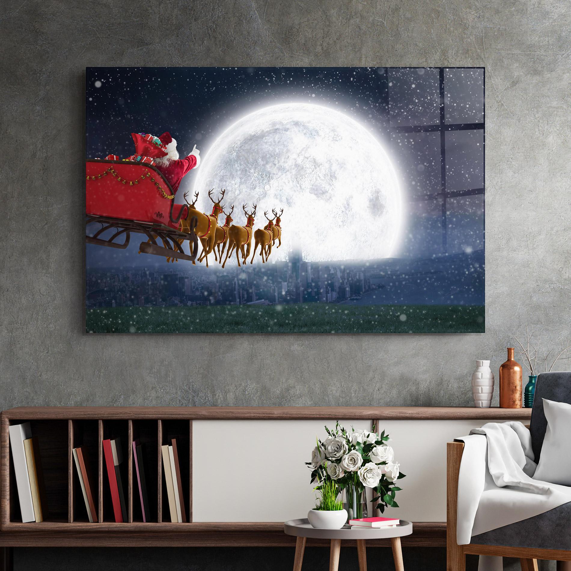 Üvegkép Santa Riding Sleigh mockup 2