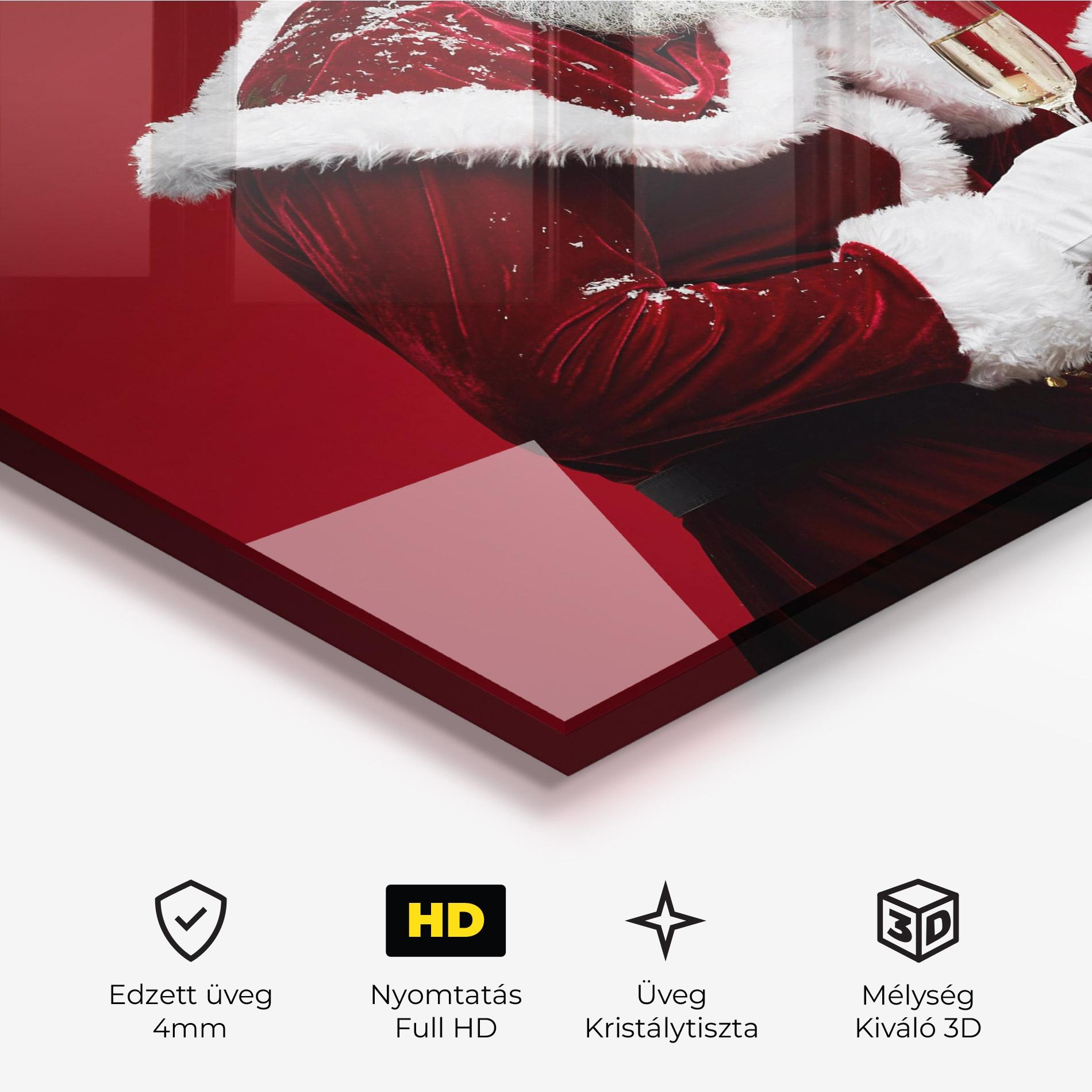Üvegkép Holding Champagne Santa mockup 3