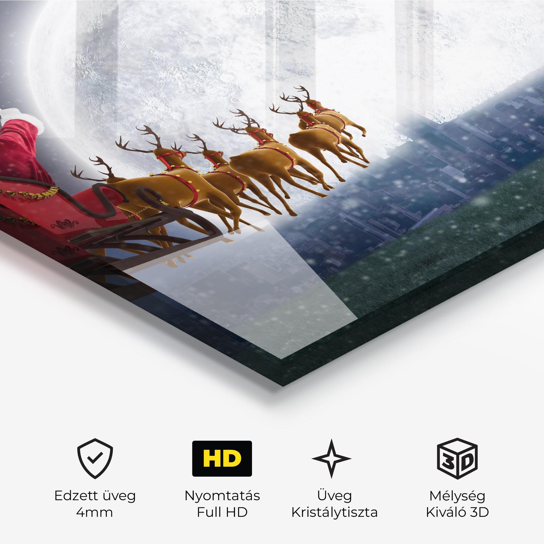 Üvegkép Santa Riding Sleigh mockup 3