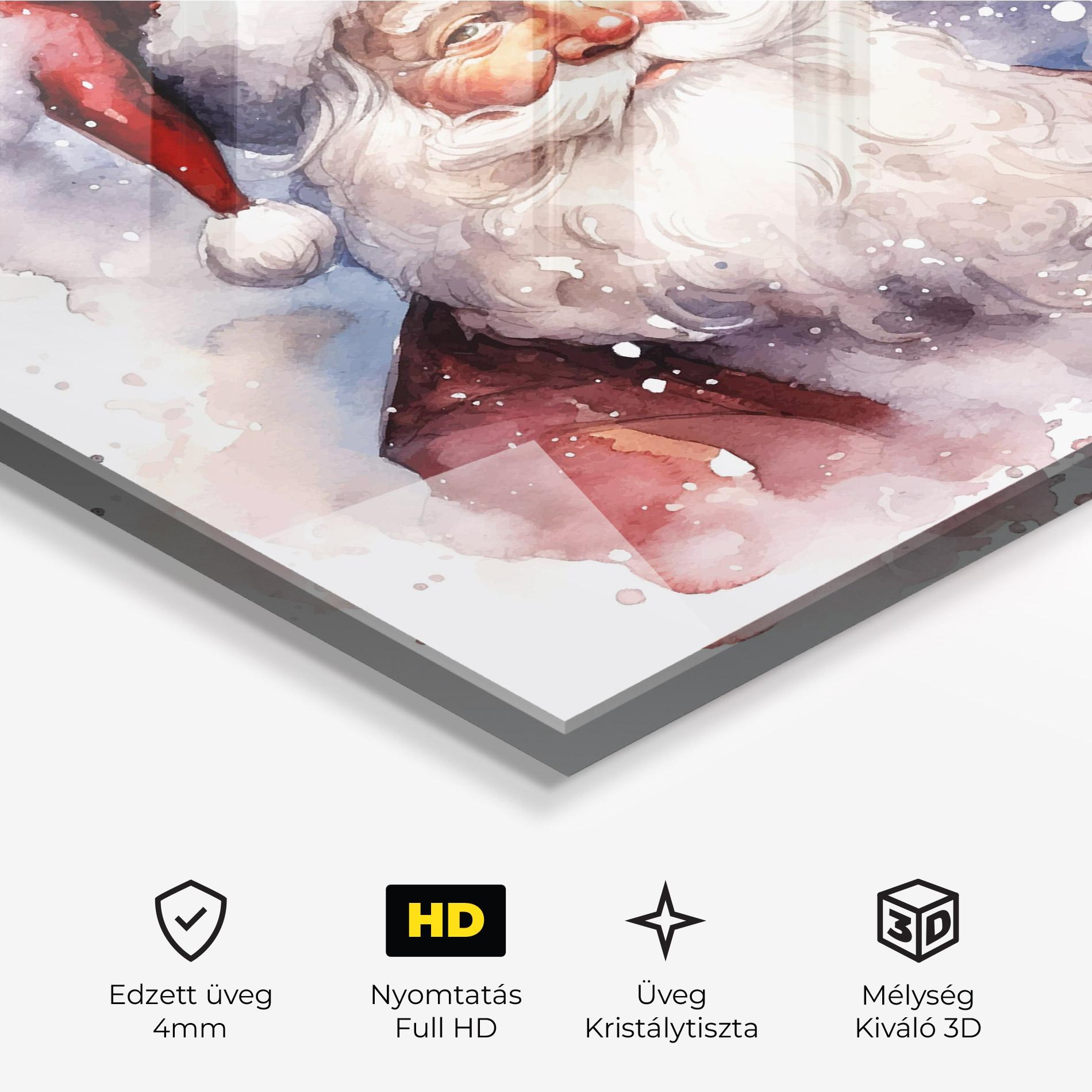 Üvegkép Watercolor Santa mockup 3