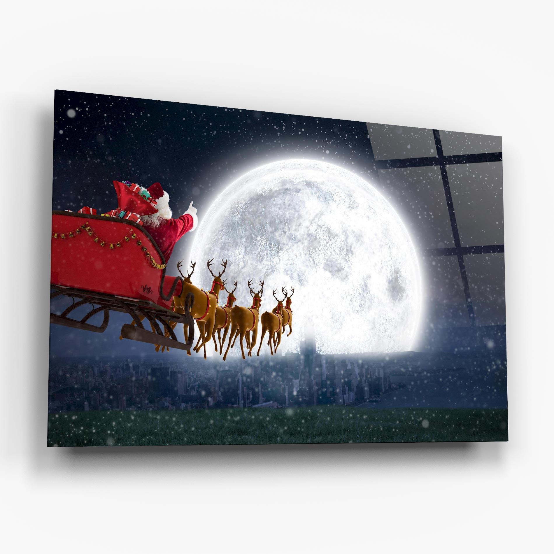 Üvegkép Santa Riding Sleigh mockup 6