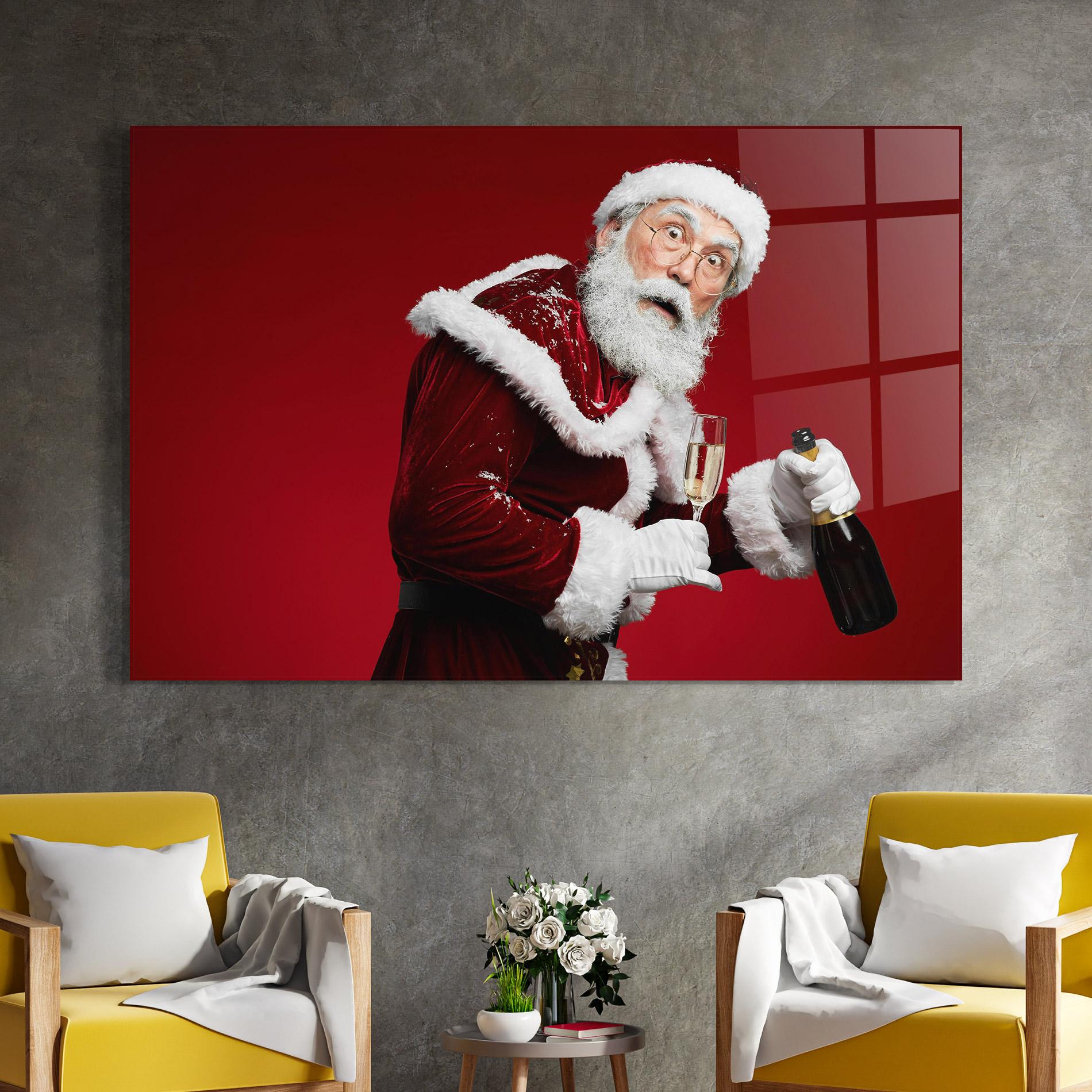 Üvegkép Holding Champagne Santa mockup 4
