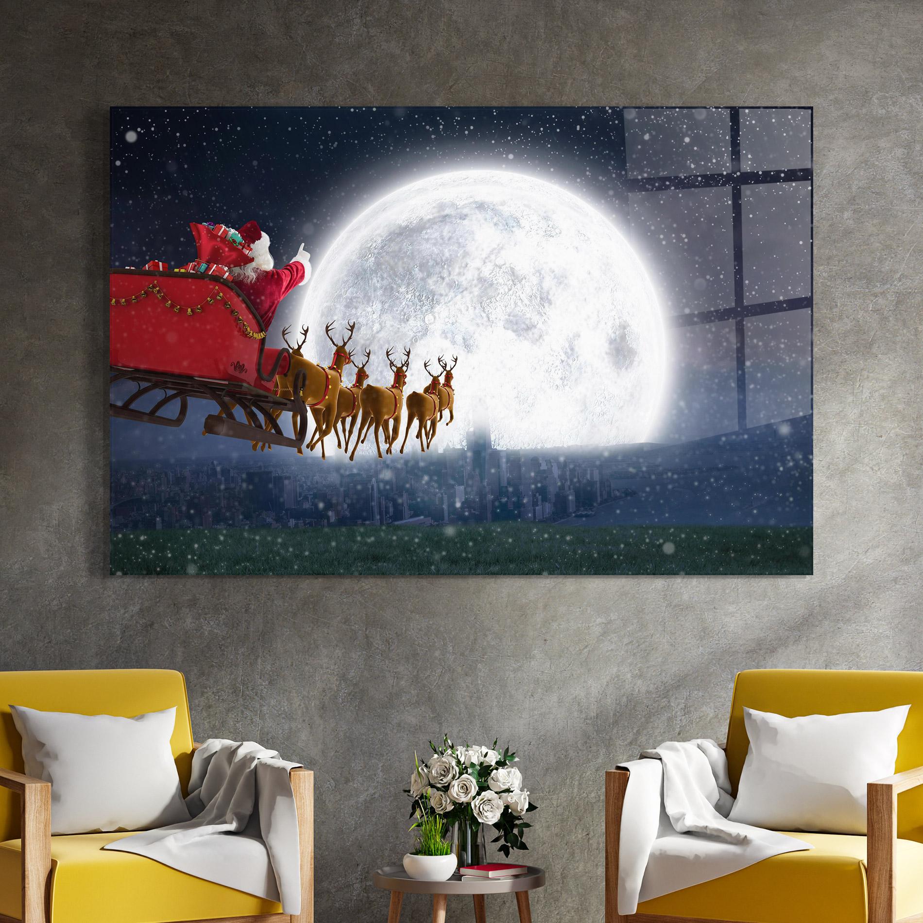 Üvegkép Santa Riding Sleigh mockup 4