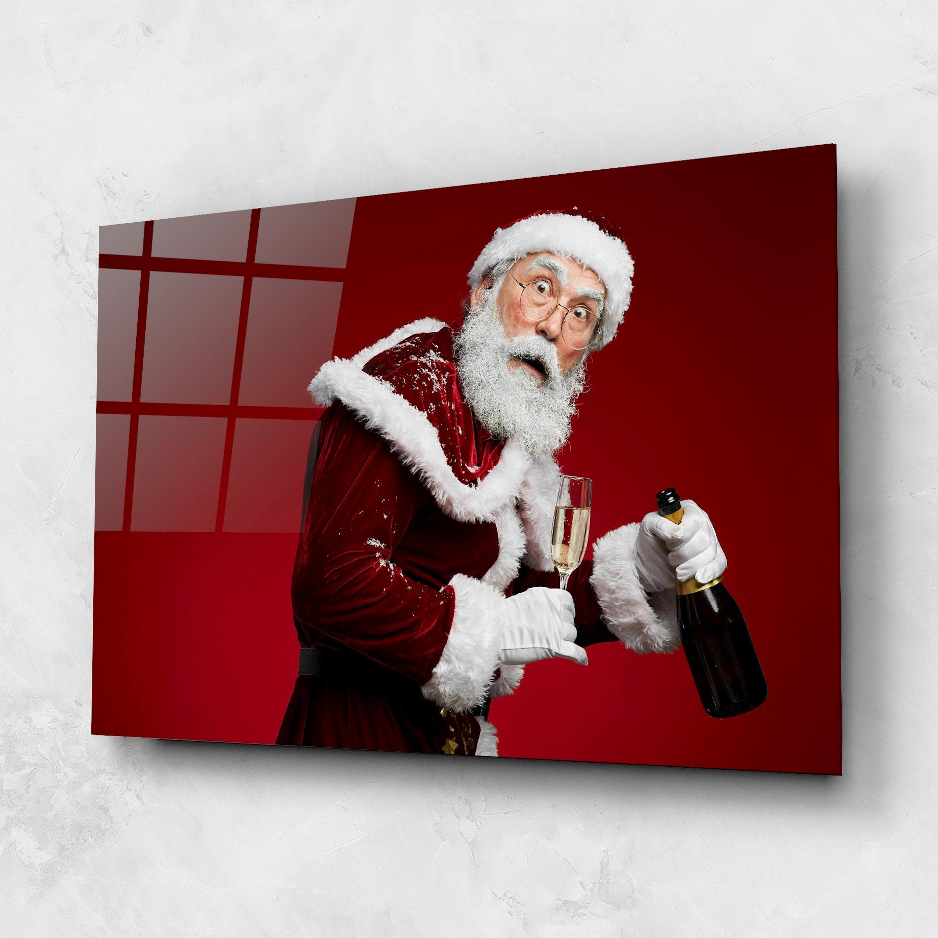 Üvegkép Holding Champagne Santa mockup 1