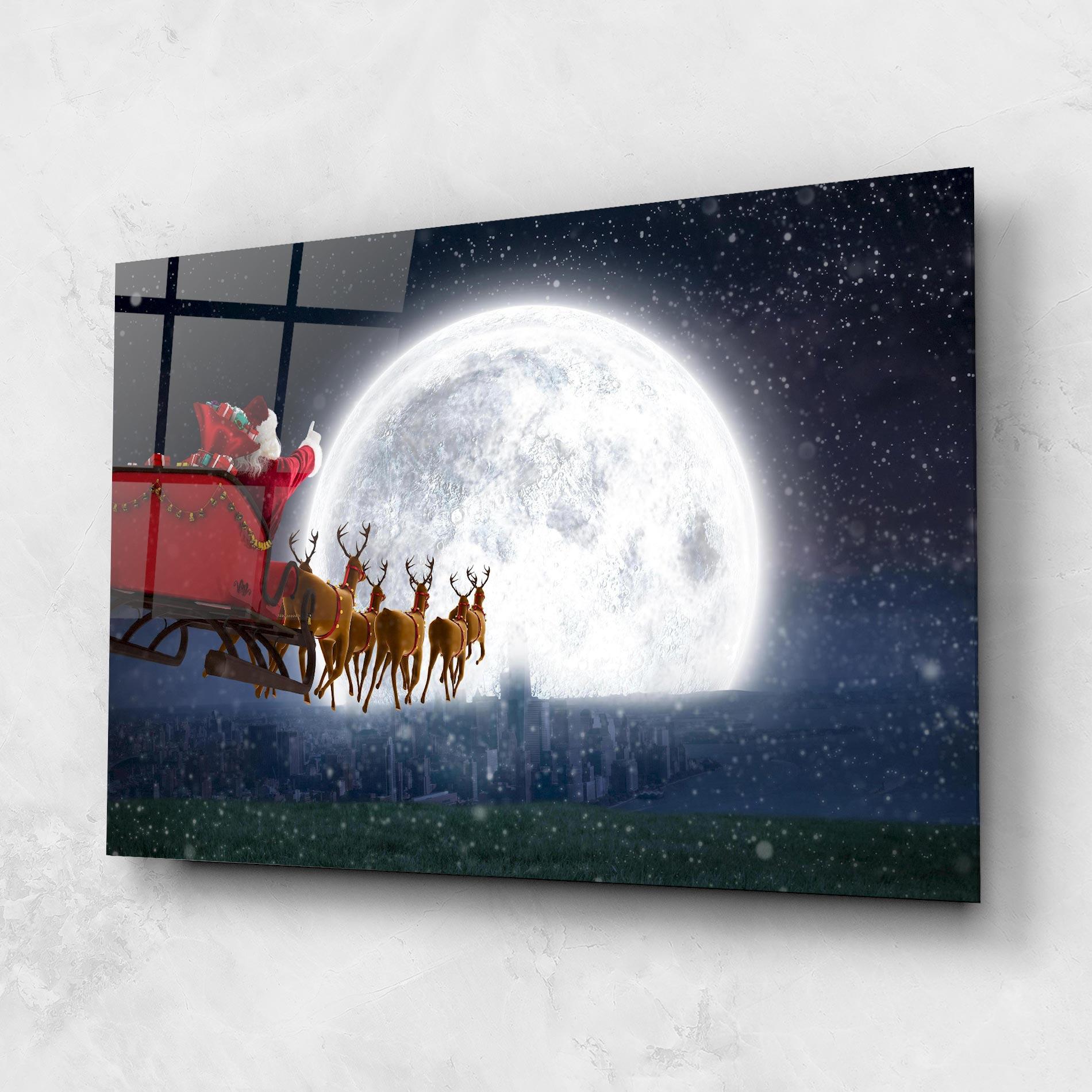 Üvegkép Santa Riding Sleigh mockup 1