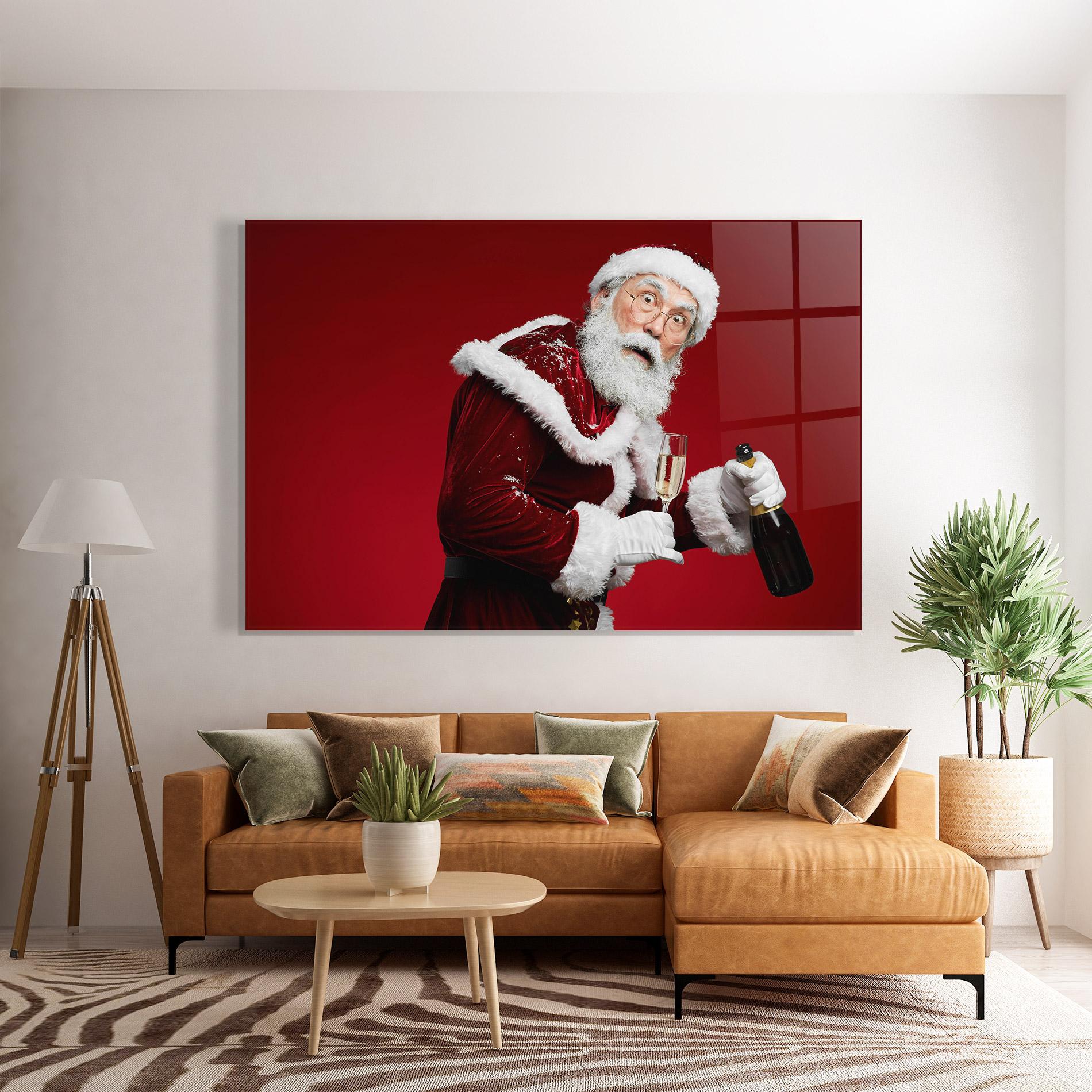 Üvegkép Holding Champagne Santa mockup 7