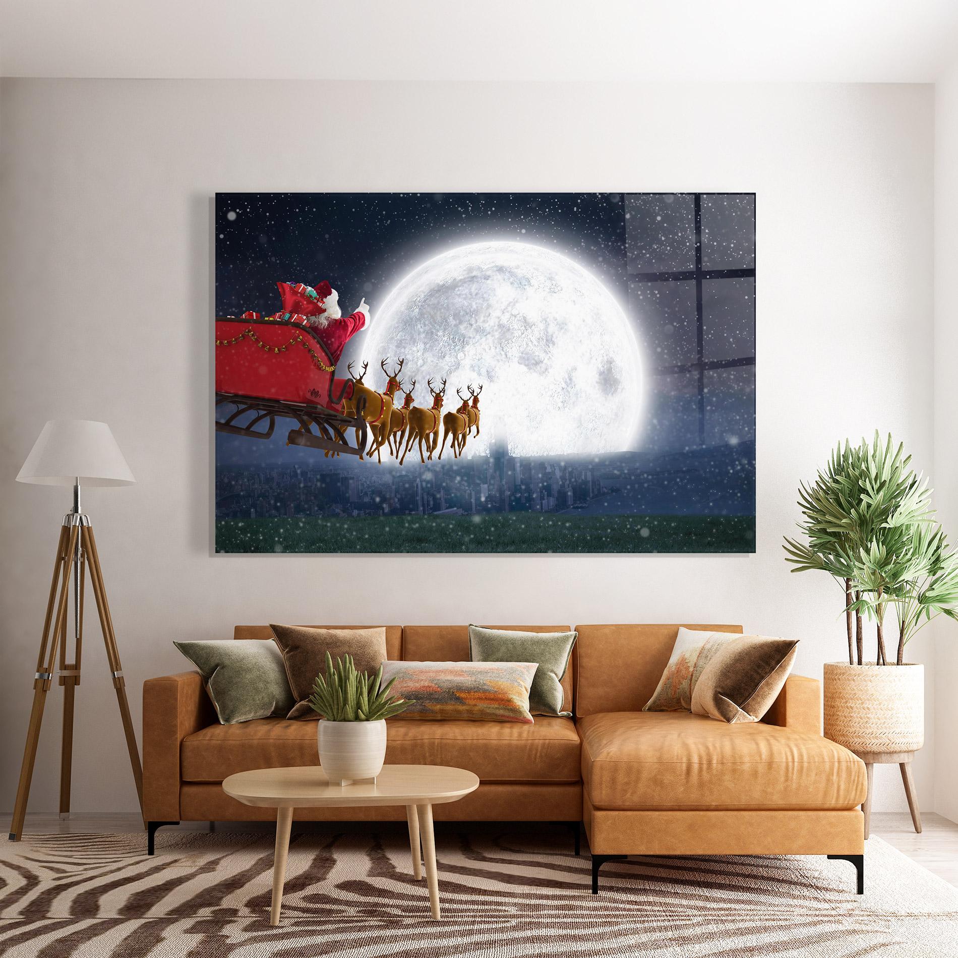 Üvegkép Santa Riding Sleigh mockup 7
