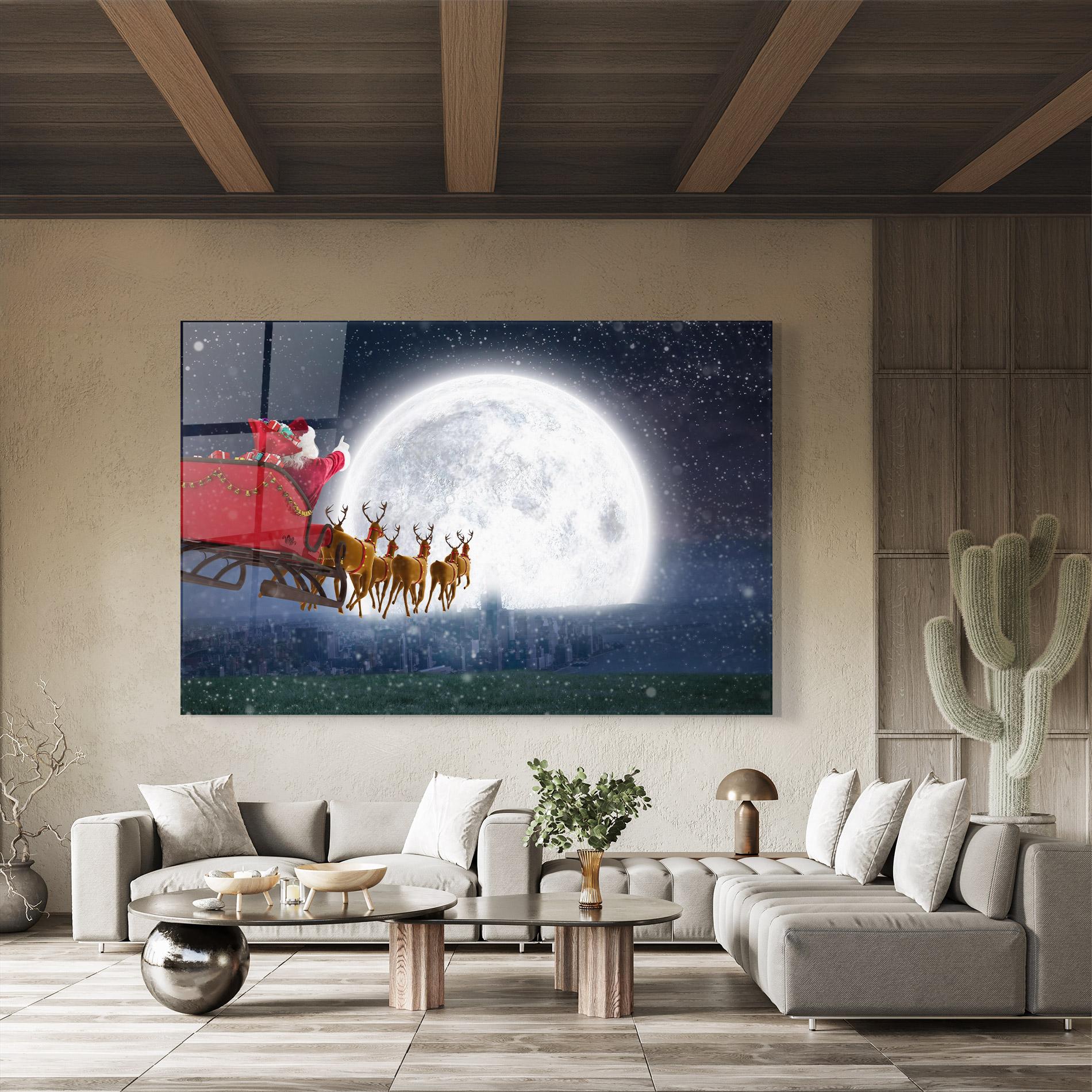 Üvegkép Santa Riding Sleigh mockup 8