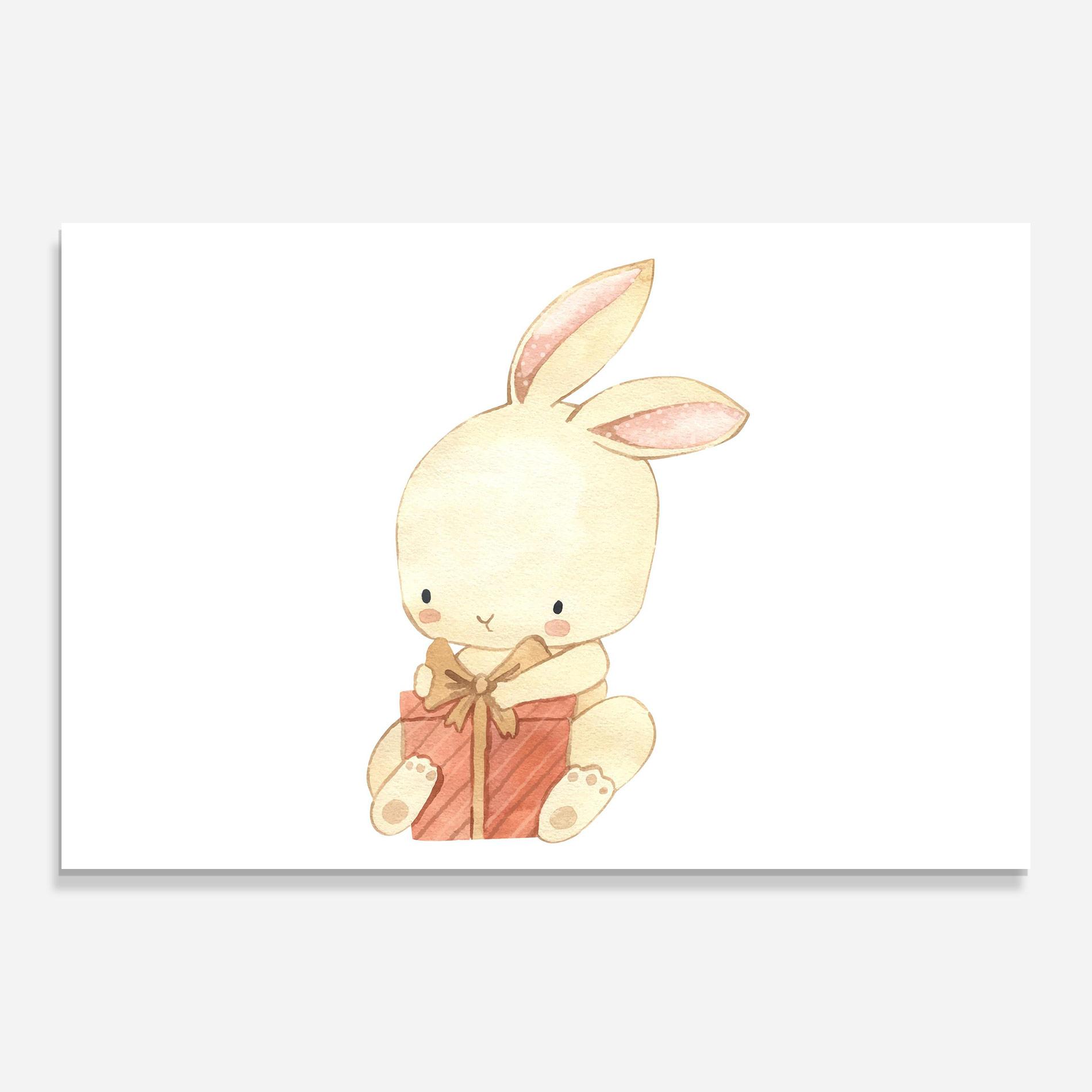 Üvegkép Bunny With Gift mockup 0
