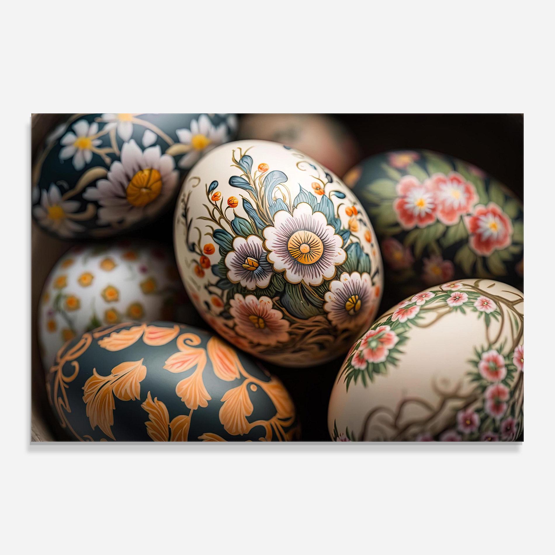 Üvegkép Floral Painted Eggs mockup 0