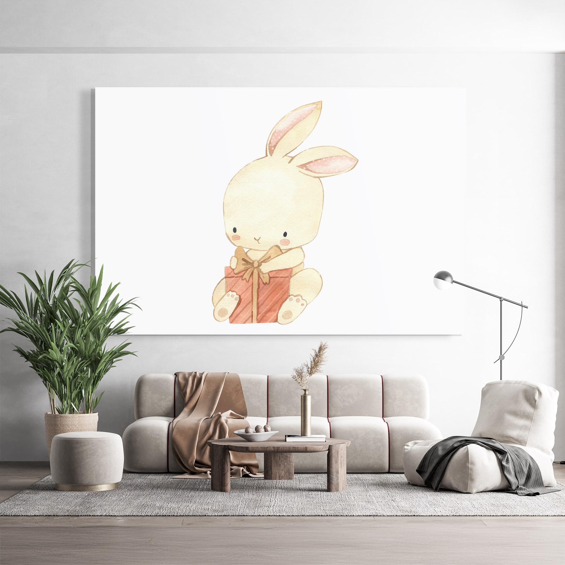 Üvegkép Bunny With Gift mockup 9