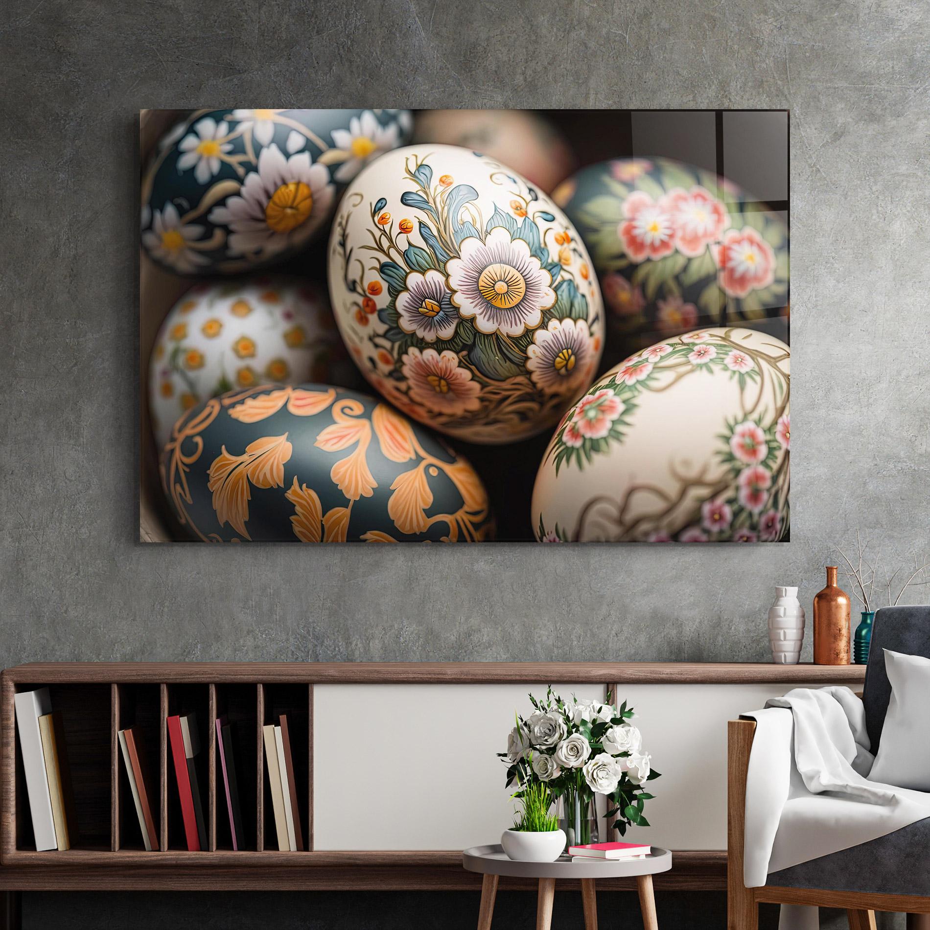 Üvegkép Floral Painted Eggs mockup 2