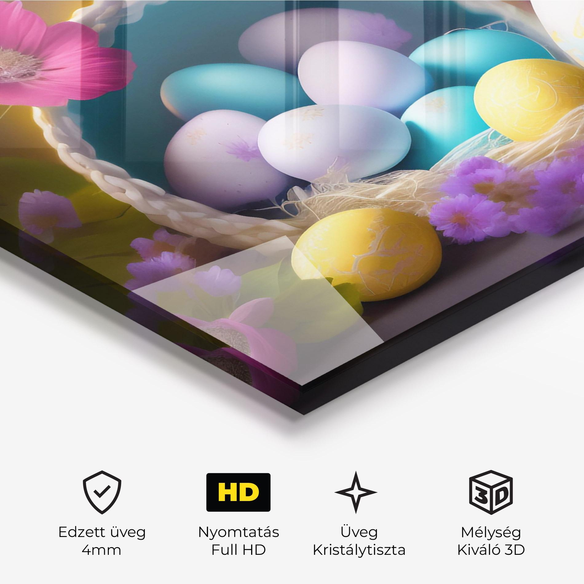 Üvegkép Eggs Basket With Flowers mockup 3