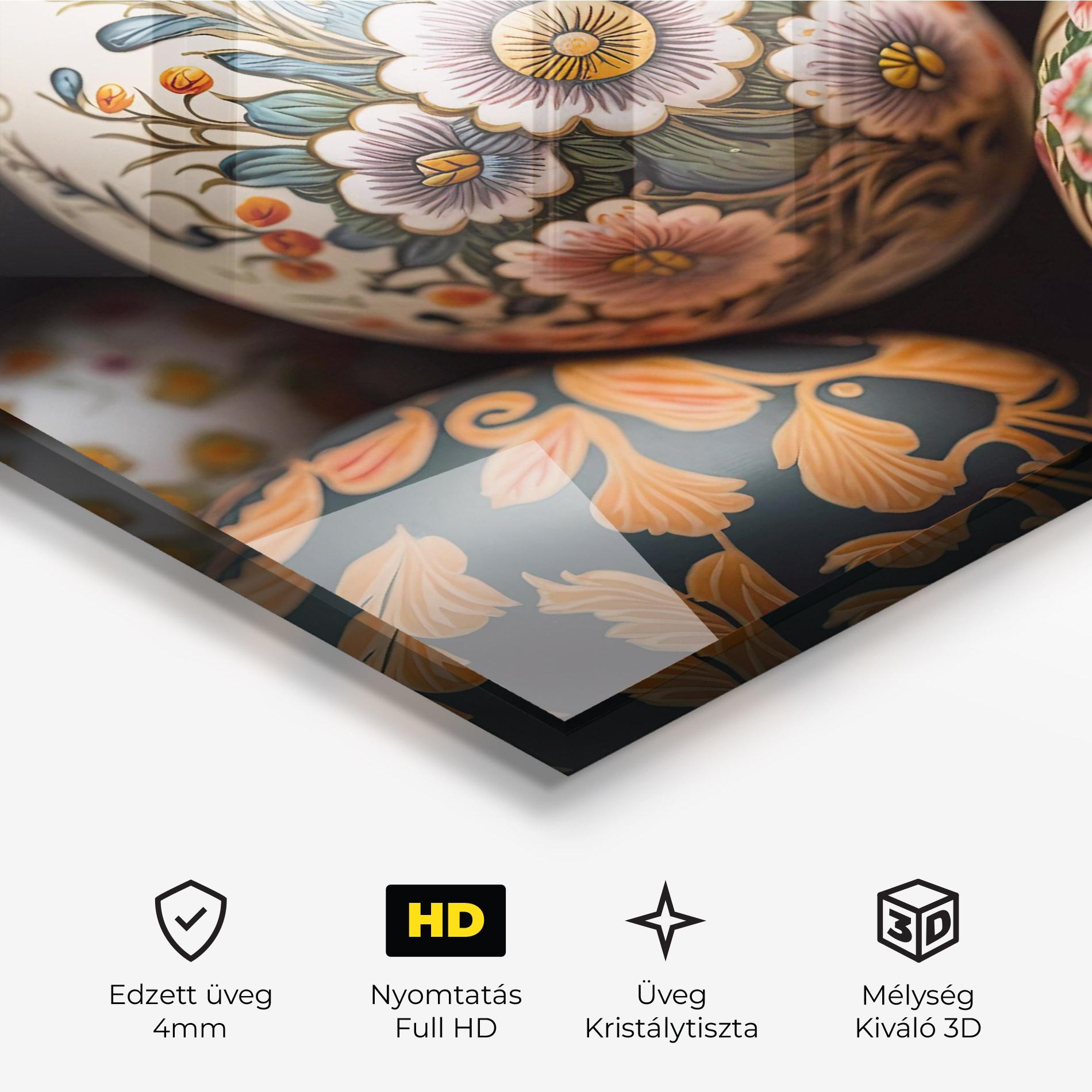 Üvegkép Floral Painted Eggs mockup 3