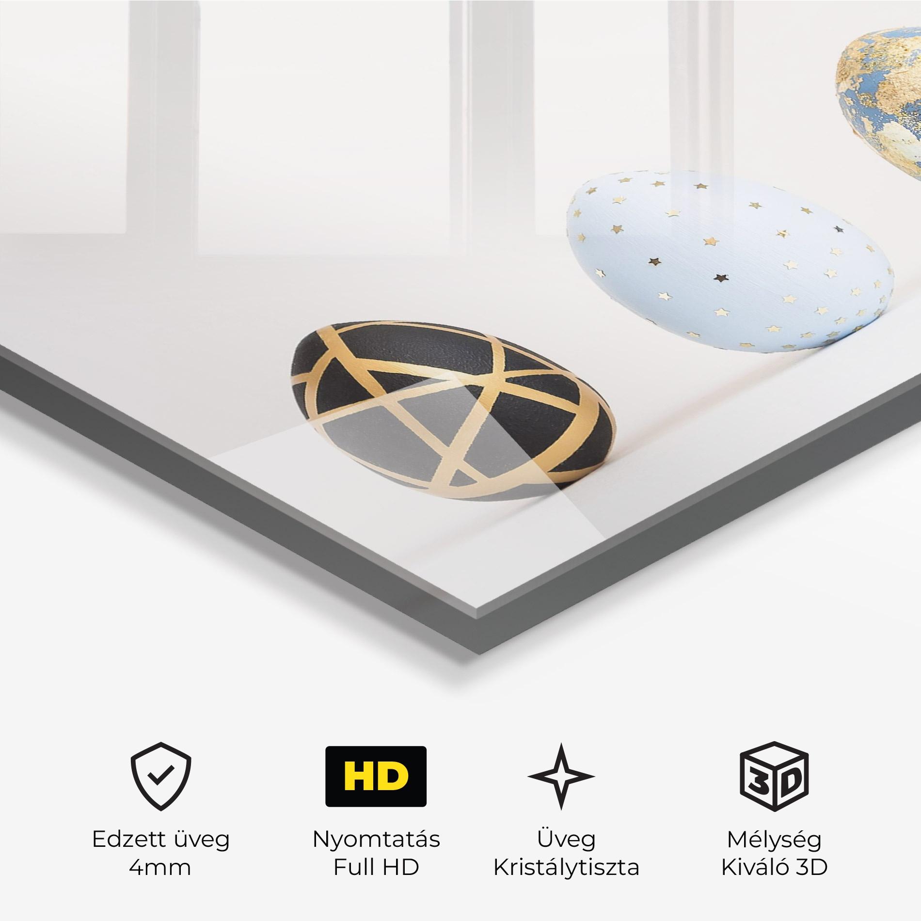 Üvegkép Three Easter Golden Eggs mockup 3