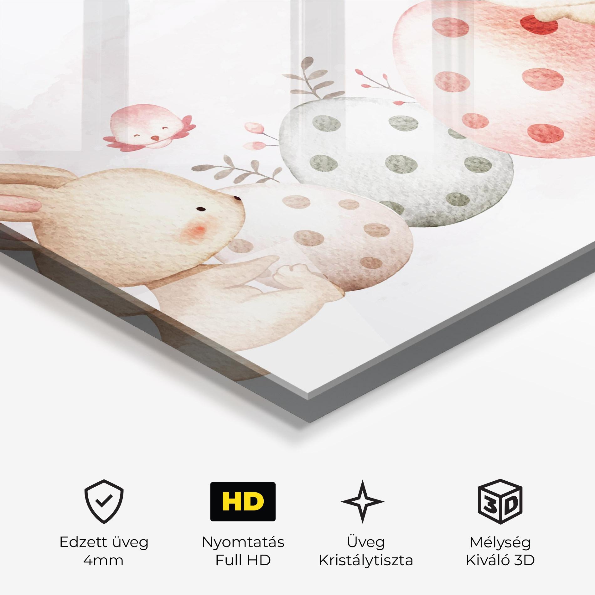 Üvegkép Watercolor Bunny mockup 3