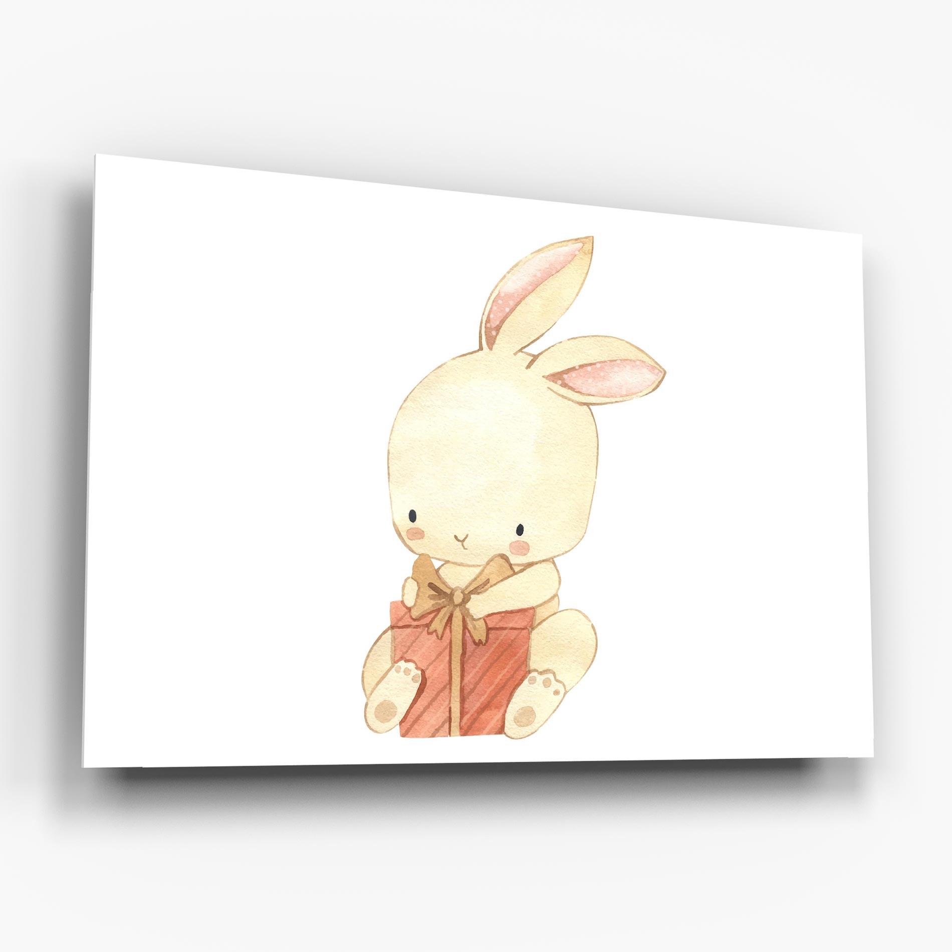 Üvegkép Bunny With Gift mockup 6