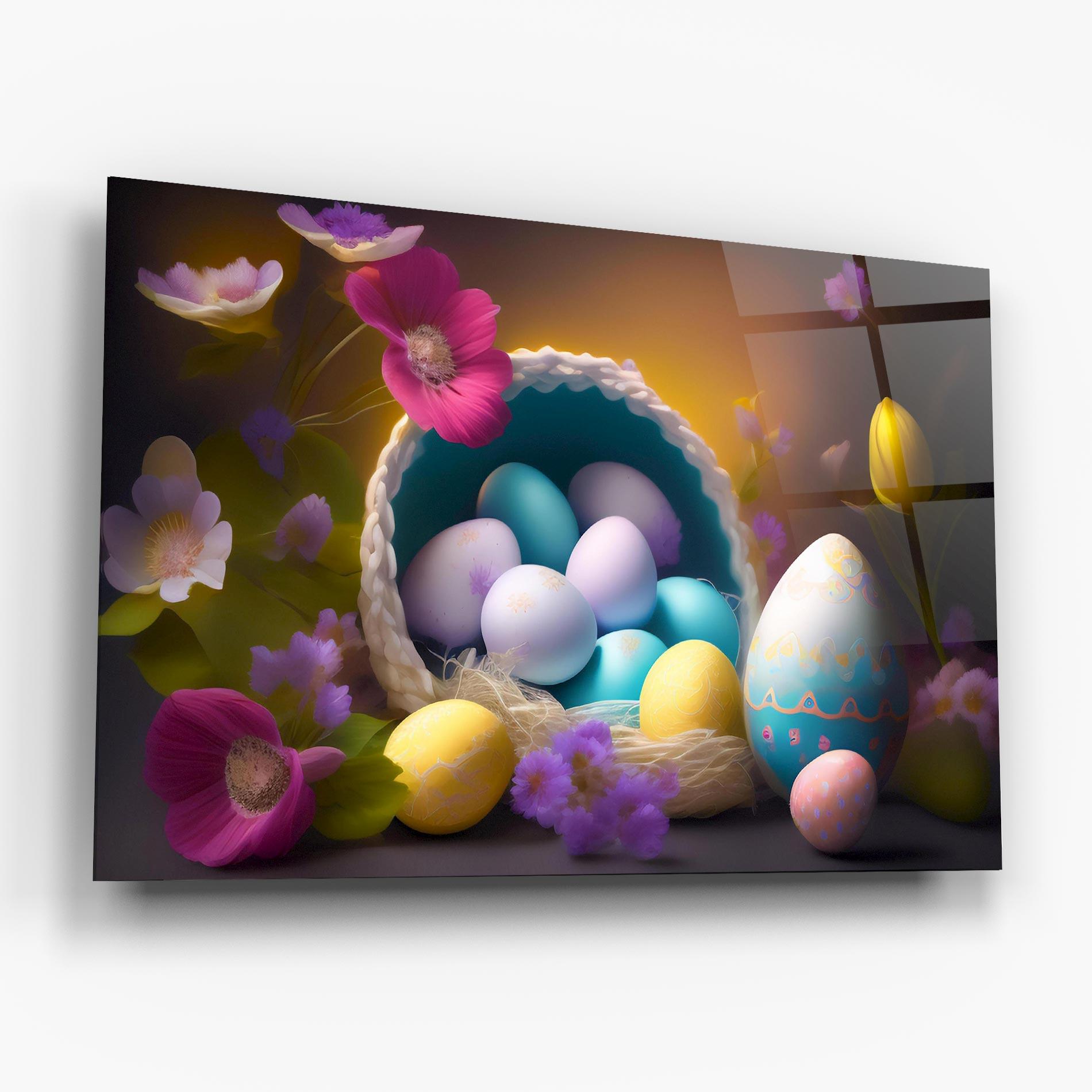 Üvegkép Eggs Basket With Flowers mockup 6