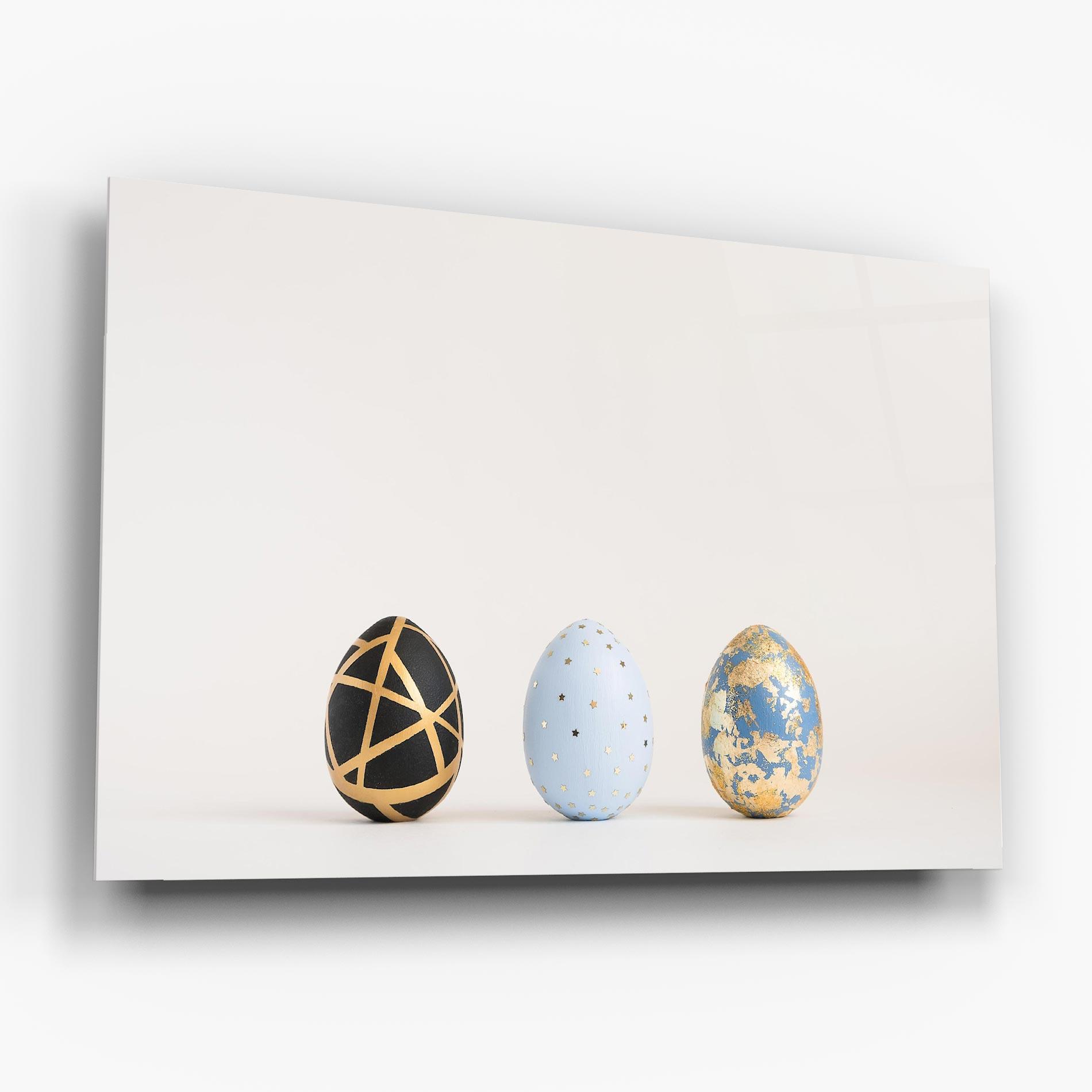 Üvegkép Three Easter Golden Eggs mockup 6