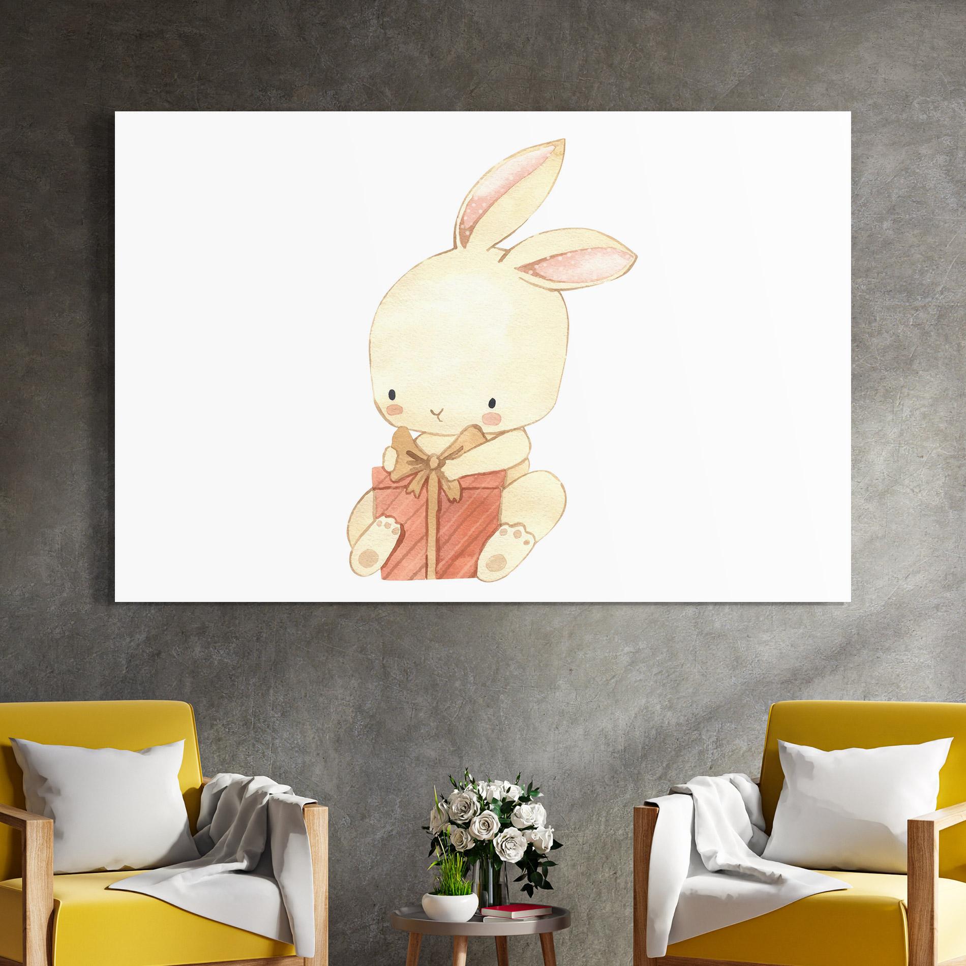 Üvegkép Bunny With Gift mockup 4