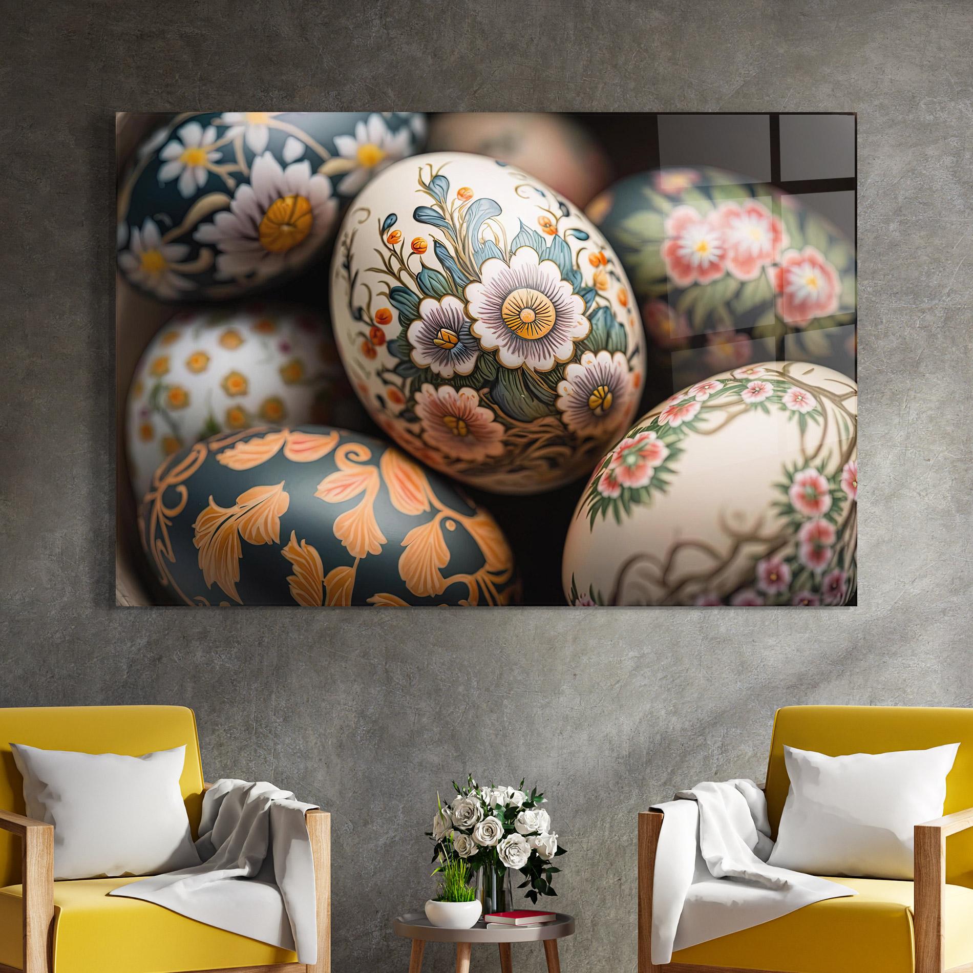 Üvegkép Floral Painted Eggs mockup 4