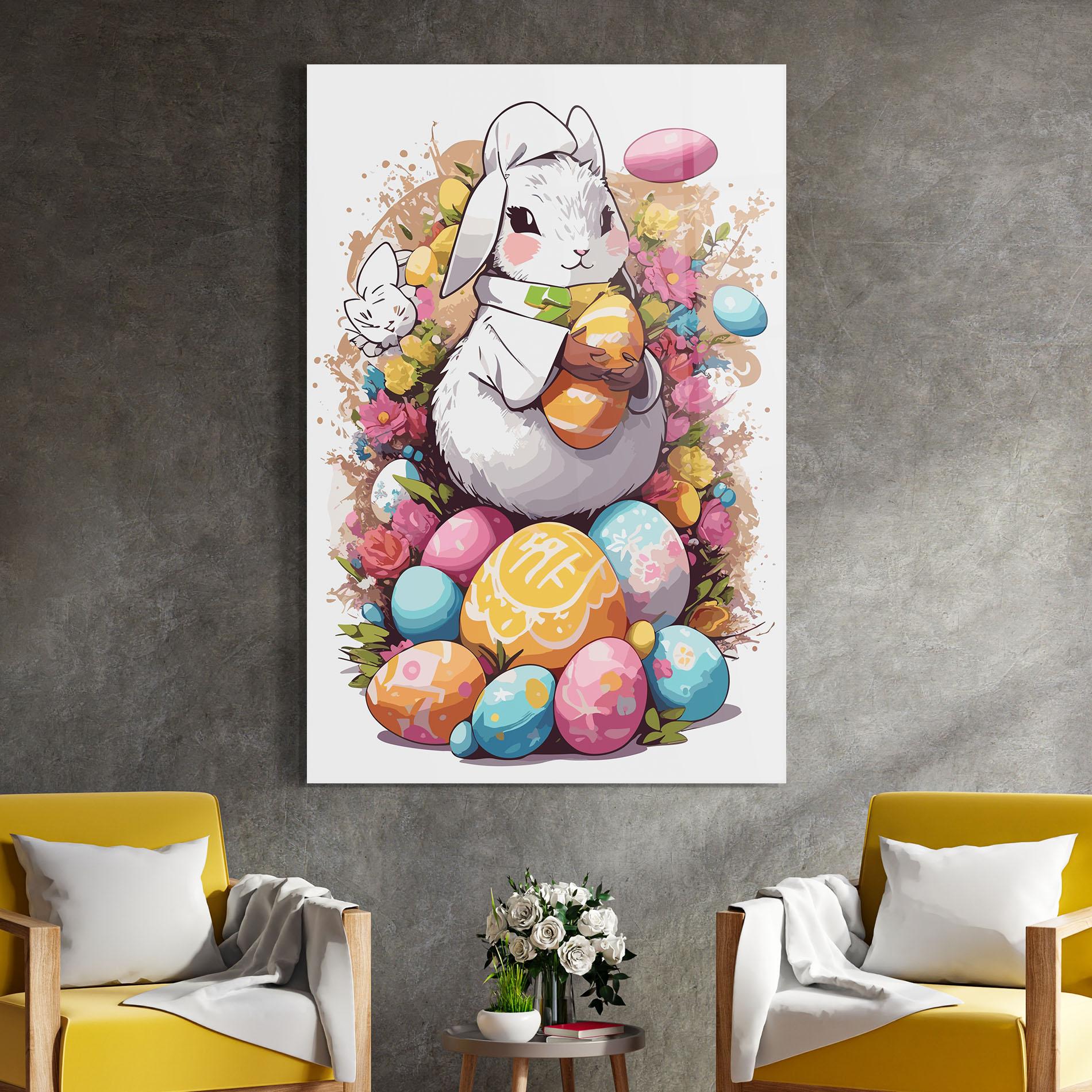 Üvegkép White Easter Bunny mockup 4