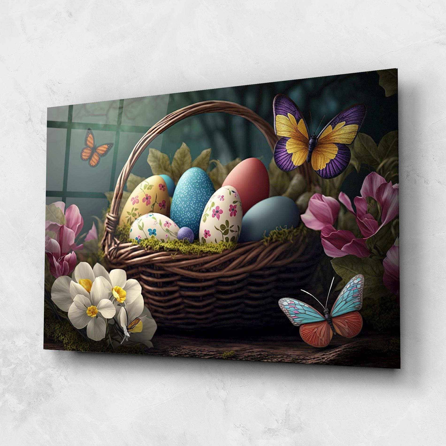 Üvegkép Easter Eggs Butterfly mockup 1