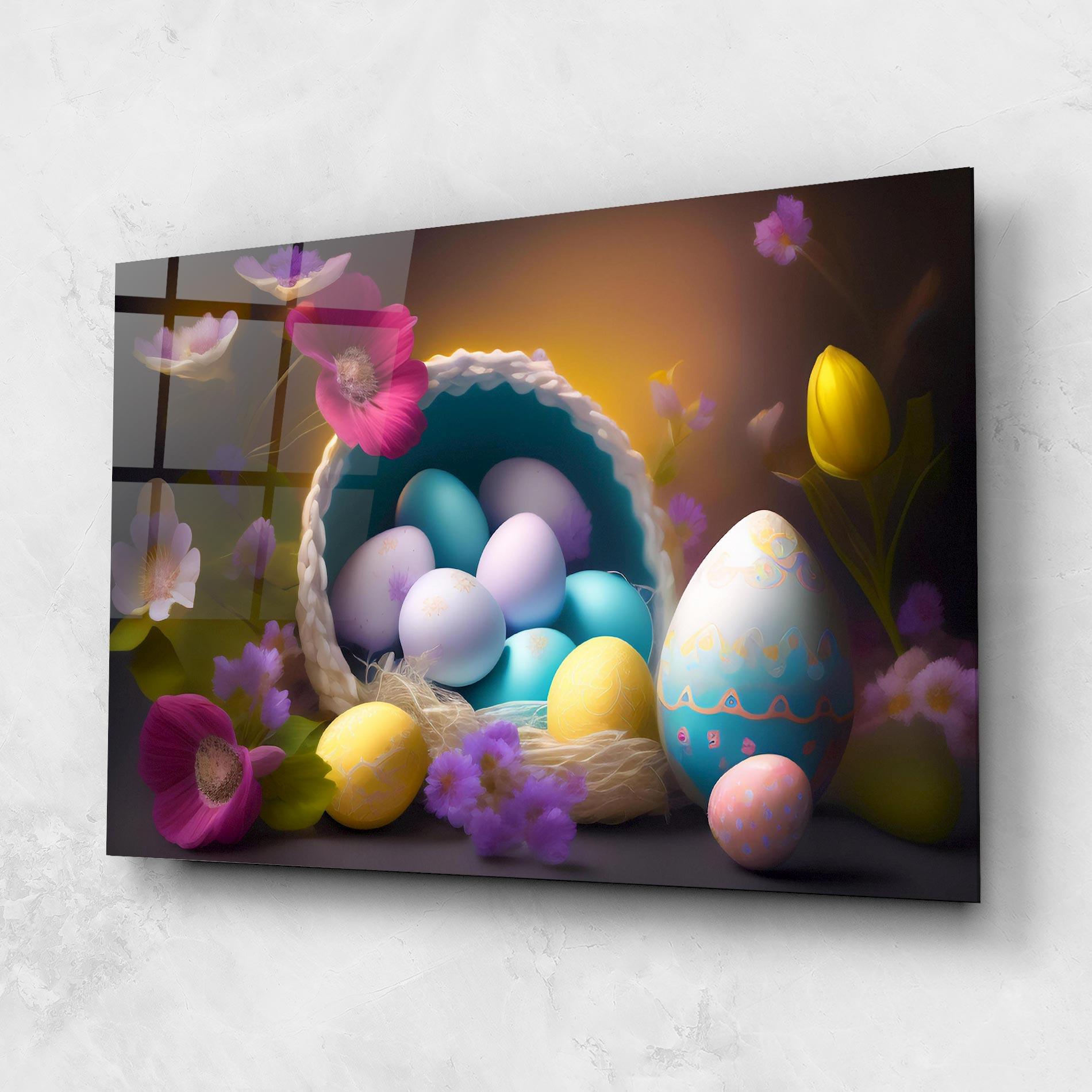 Üvegkép Eggs Basket With Flowers mockup 1