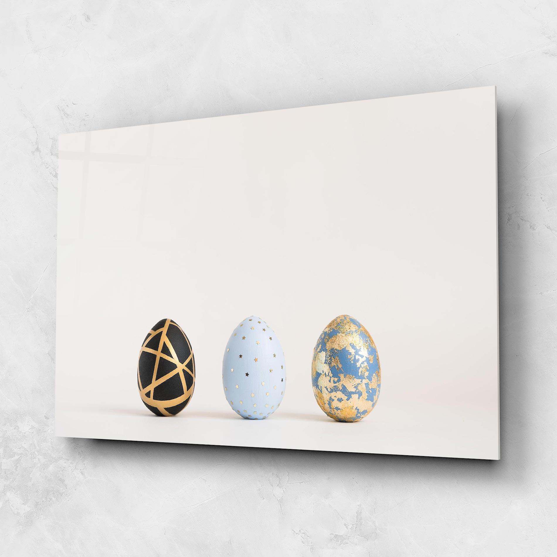 Üvegkép Three Easter Golden Eggs mockup 1