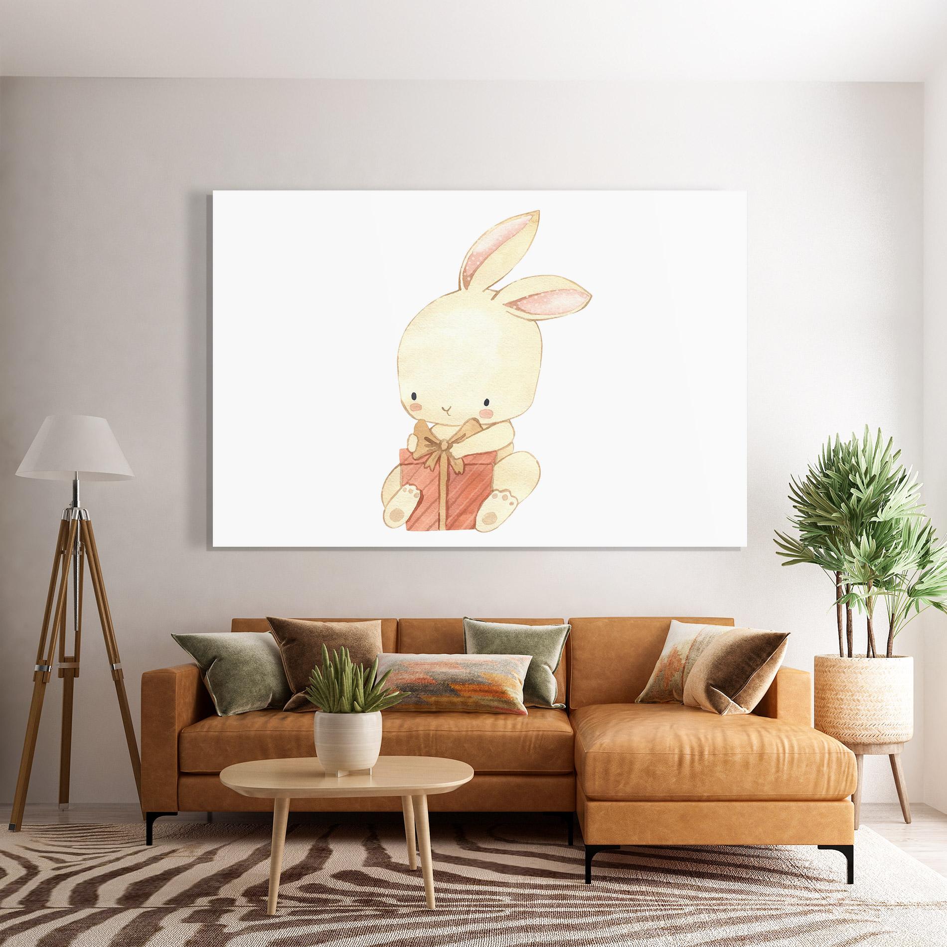 Üvegkép Bunny With Gift mockup 7