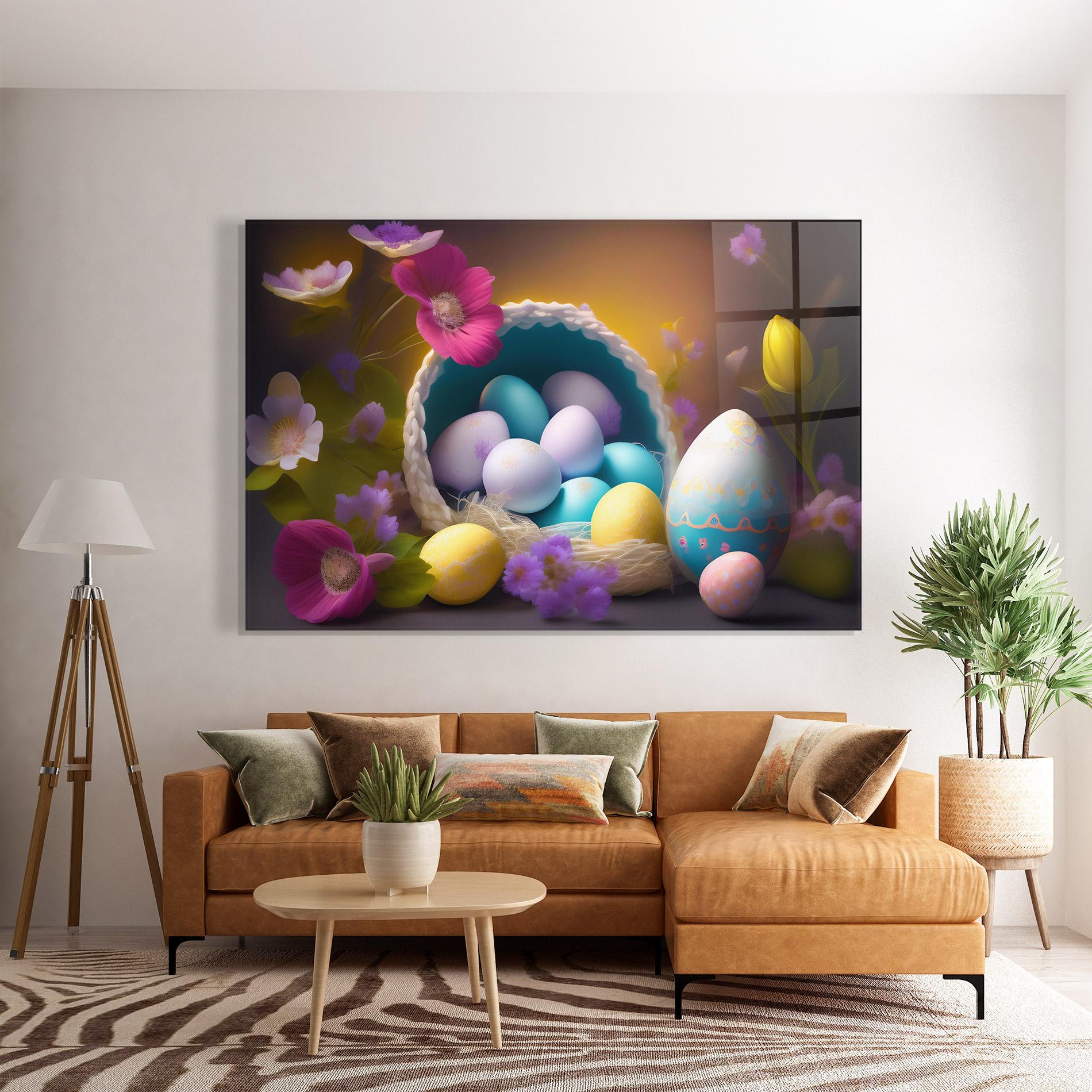 Üvegkép Eggs Basket With Flowers mockup 7