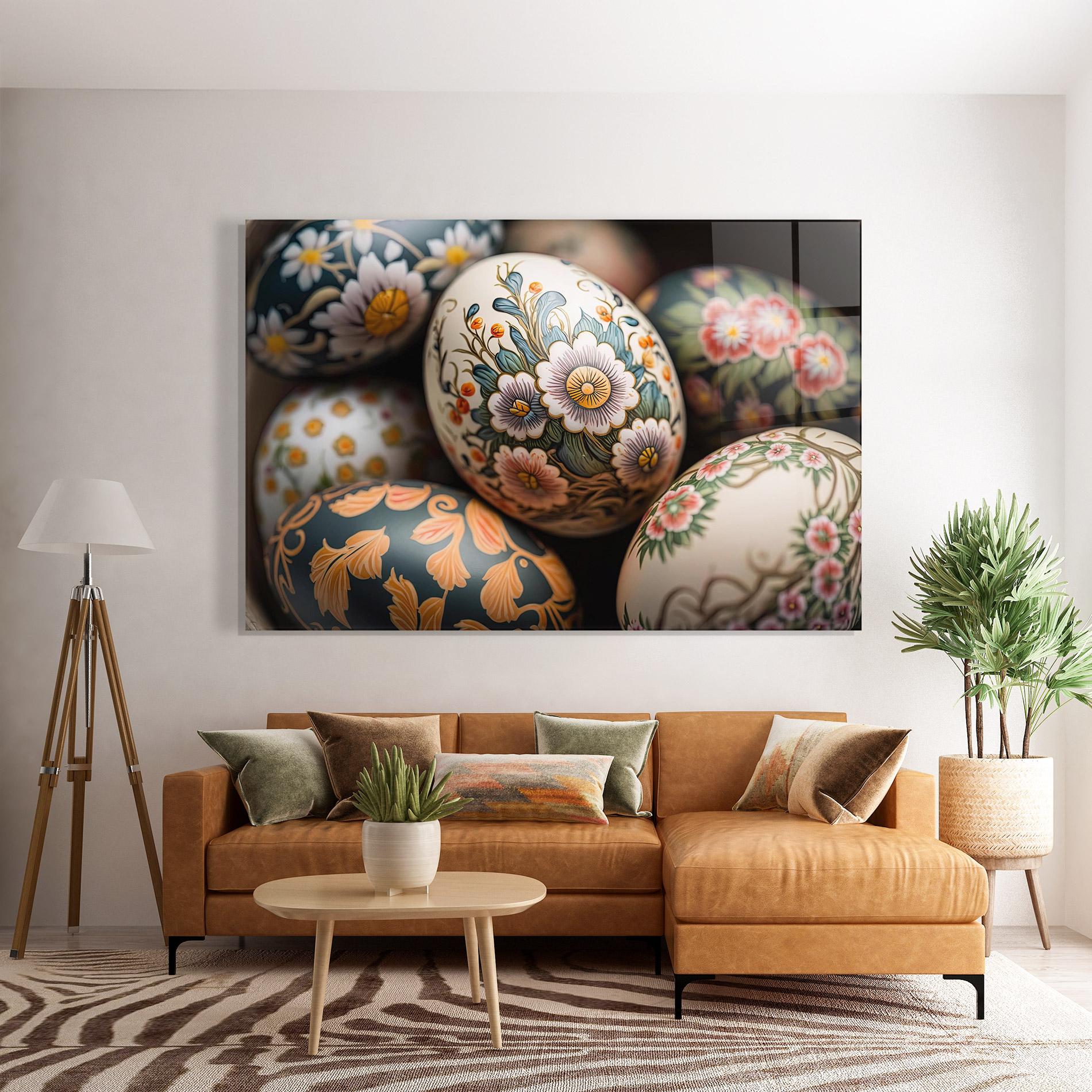 Üvegkép Floral Painted Eggs mockup 7