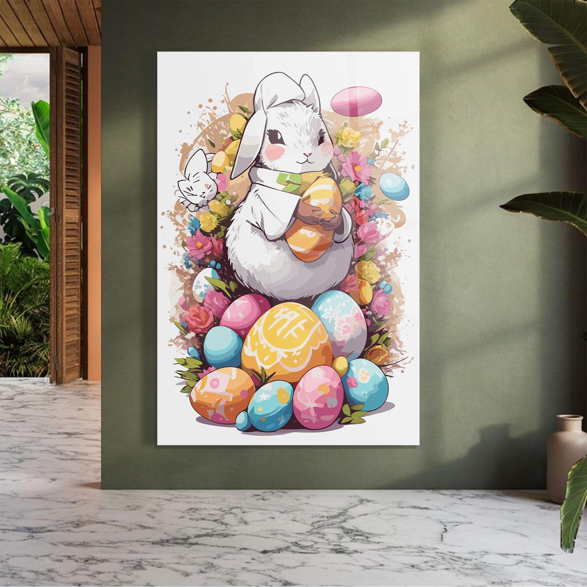 Üvegkép White Easter Bunny mockup 7
