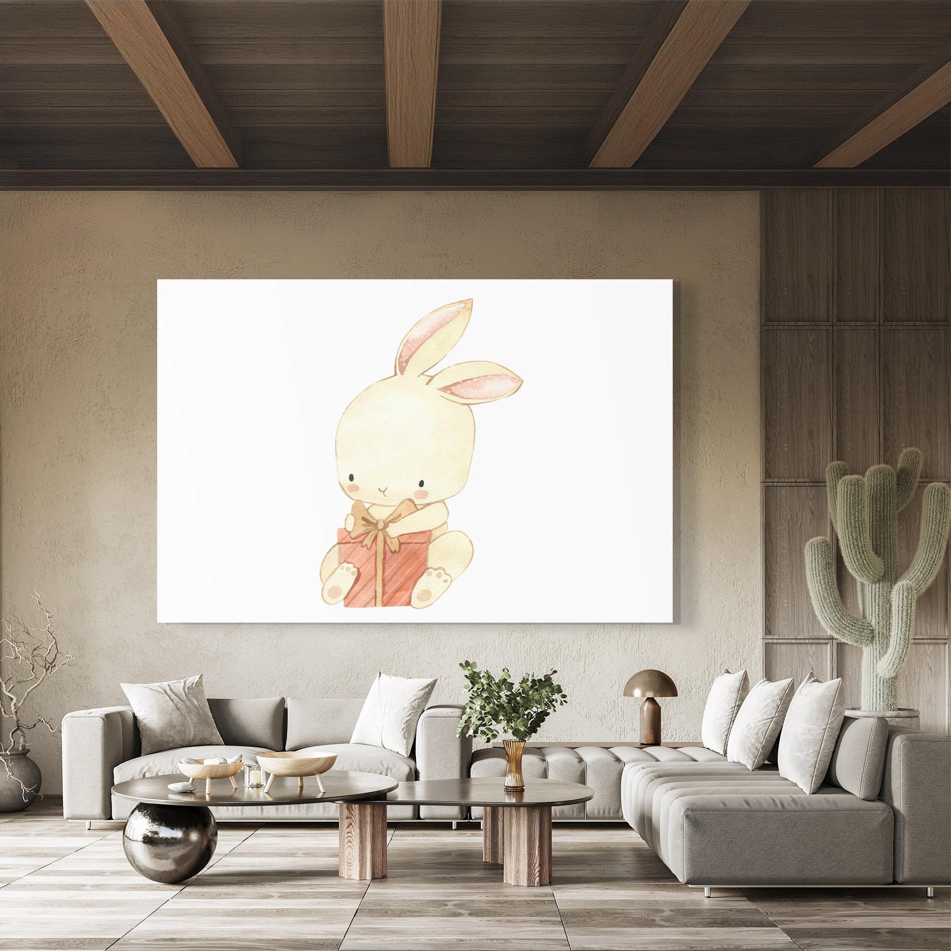 Üvegkép Bunny With Gift mockup 8