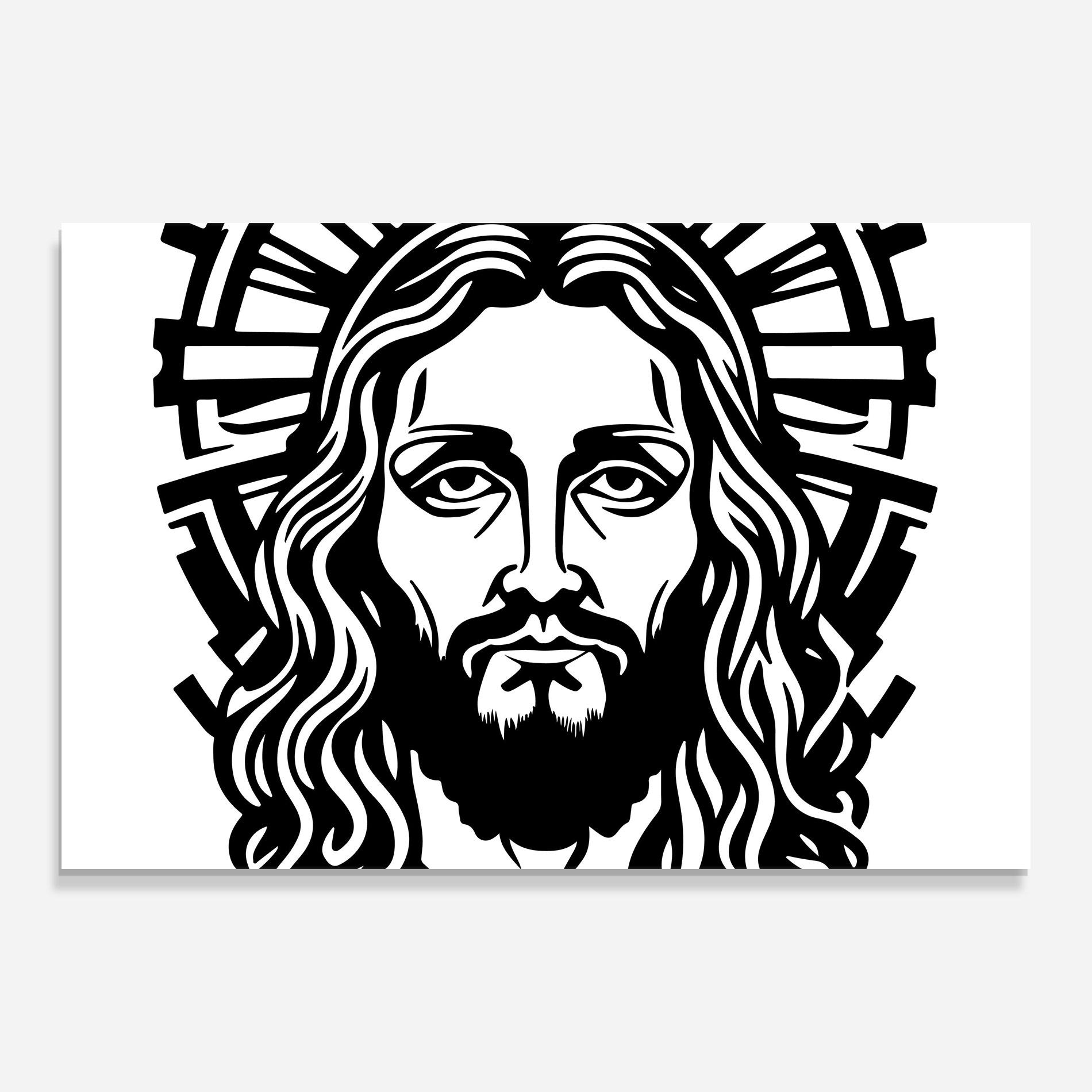 Üvegkép Black Line Jesus mockup 0
