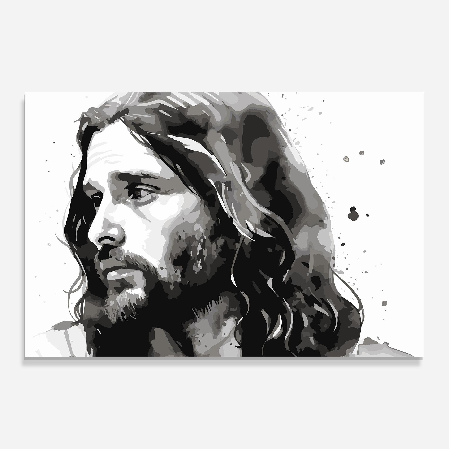 Üvegkép Jesus Watercolor mockup 0