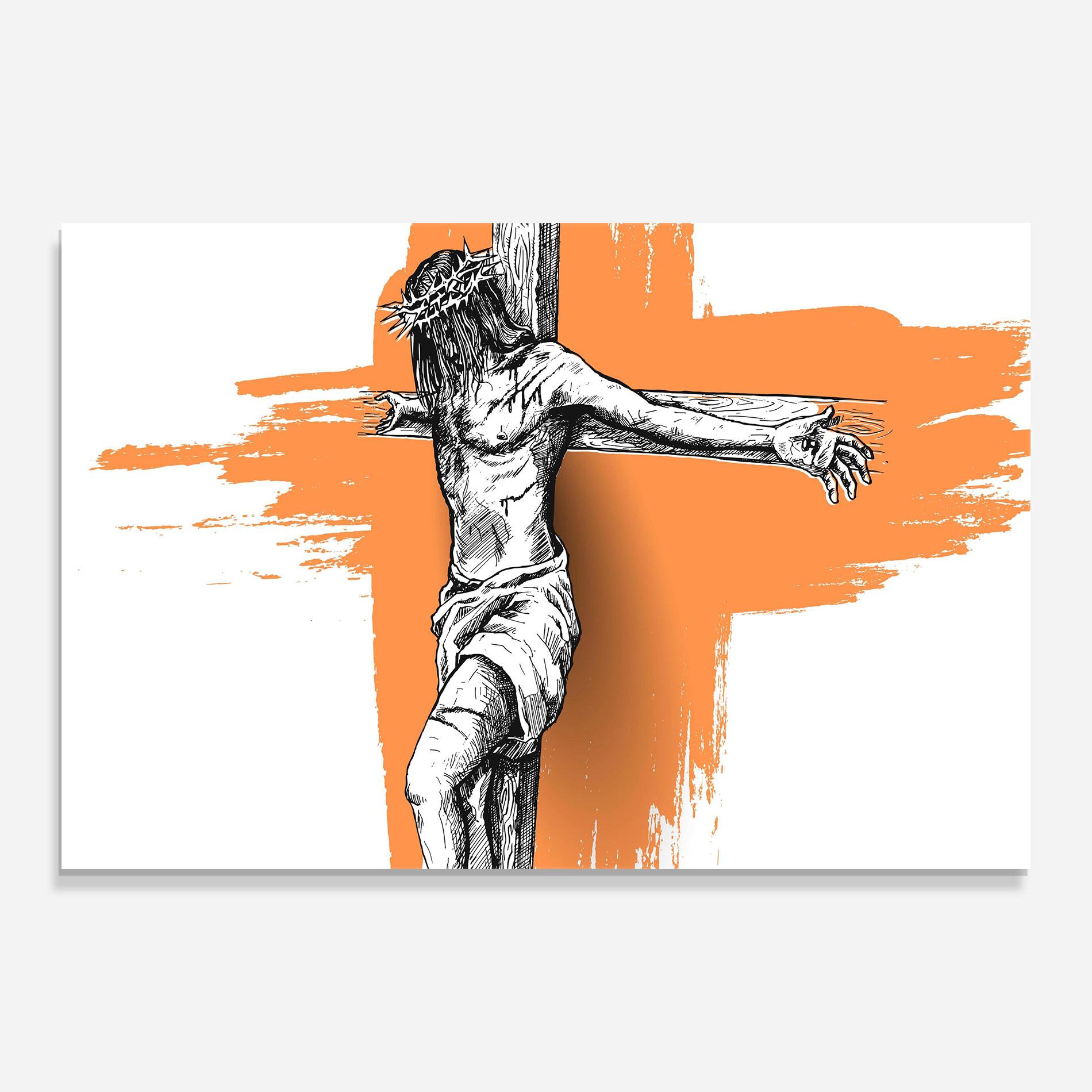 Üvegkép Orange Art Jesus mockup 0