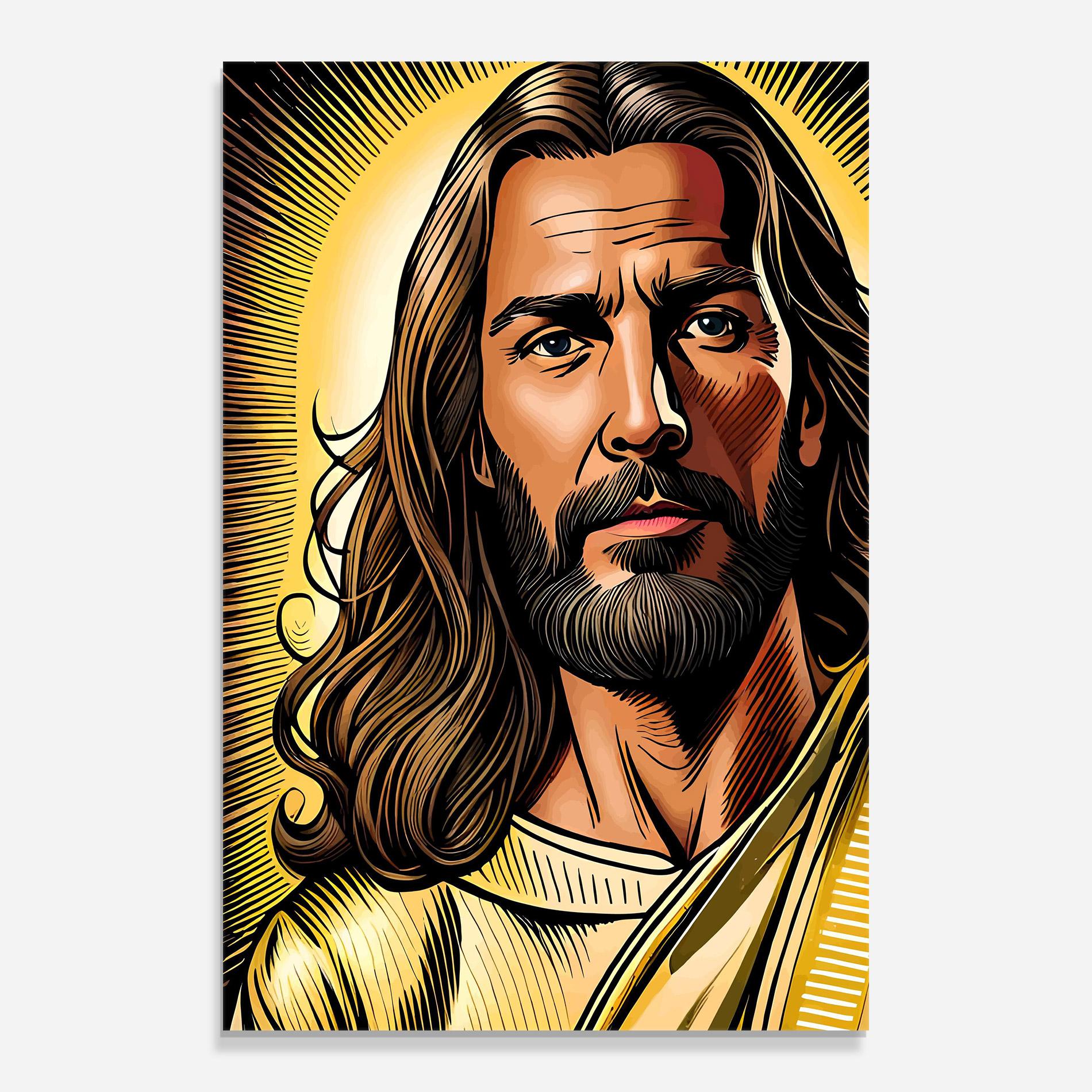 Üvegkép Gold Art Jesus mockup 0