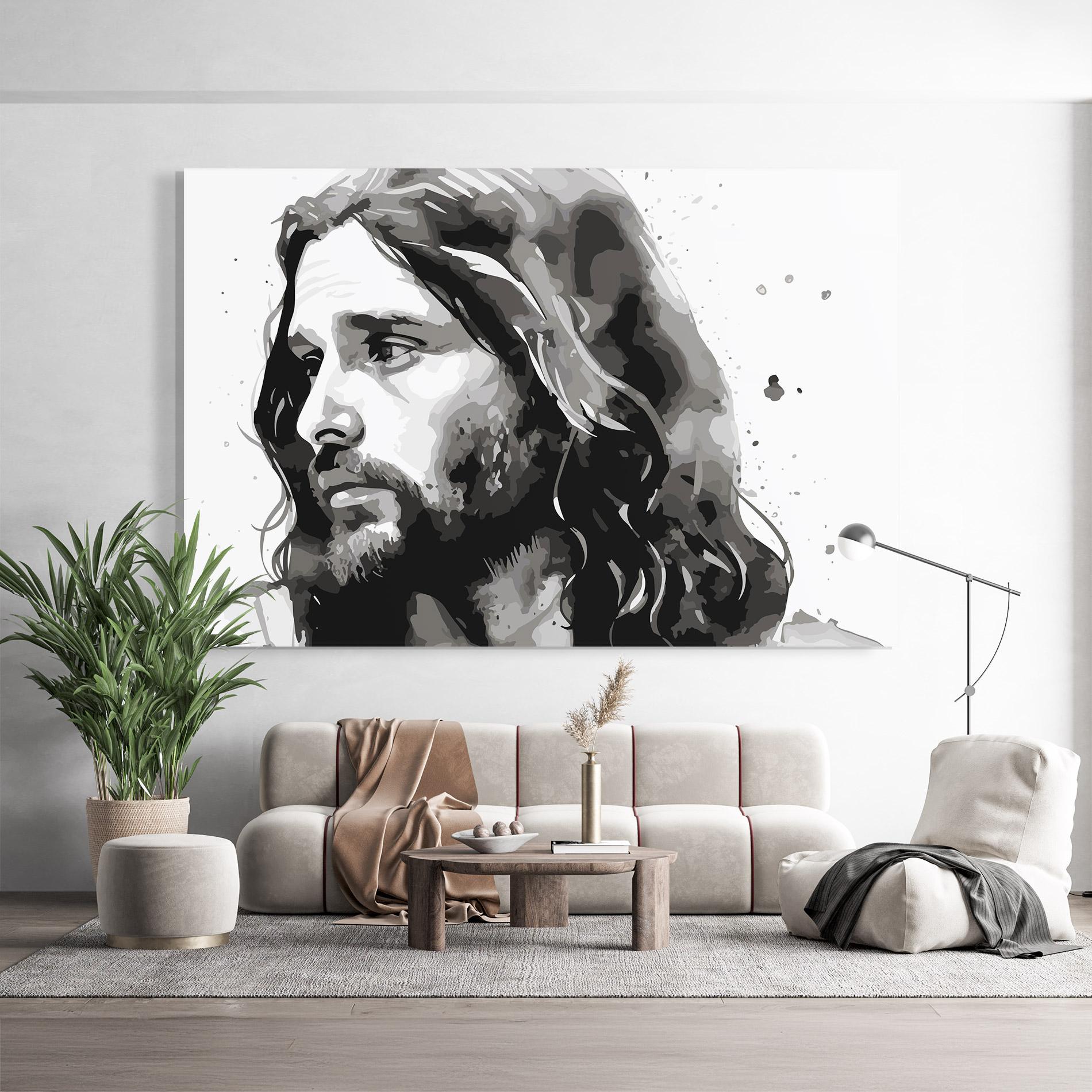 Üvegkép Jesus Watercolor mockup 9