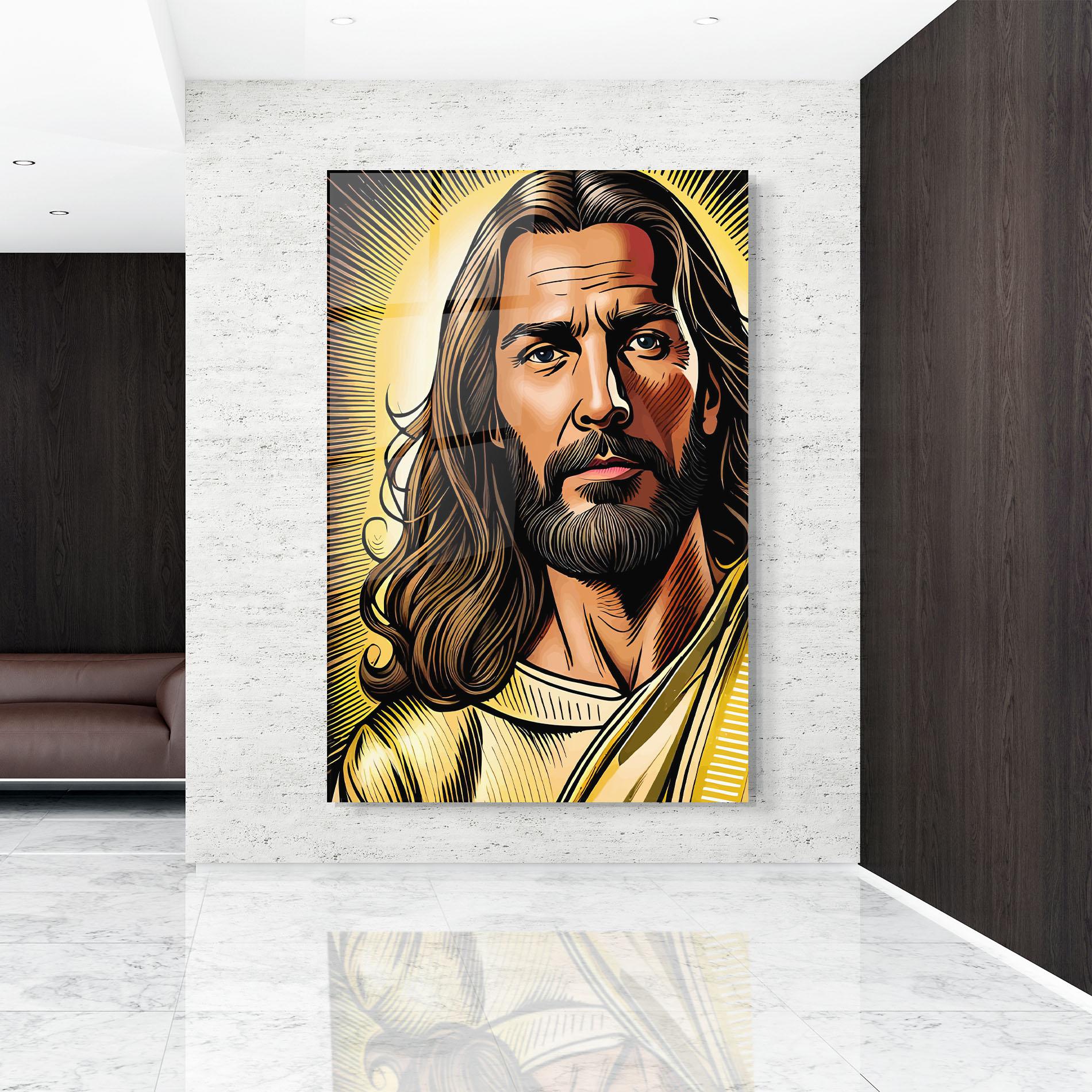 Üvegkép Gold Art Jesus mockup 9