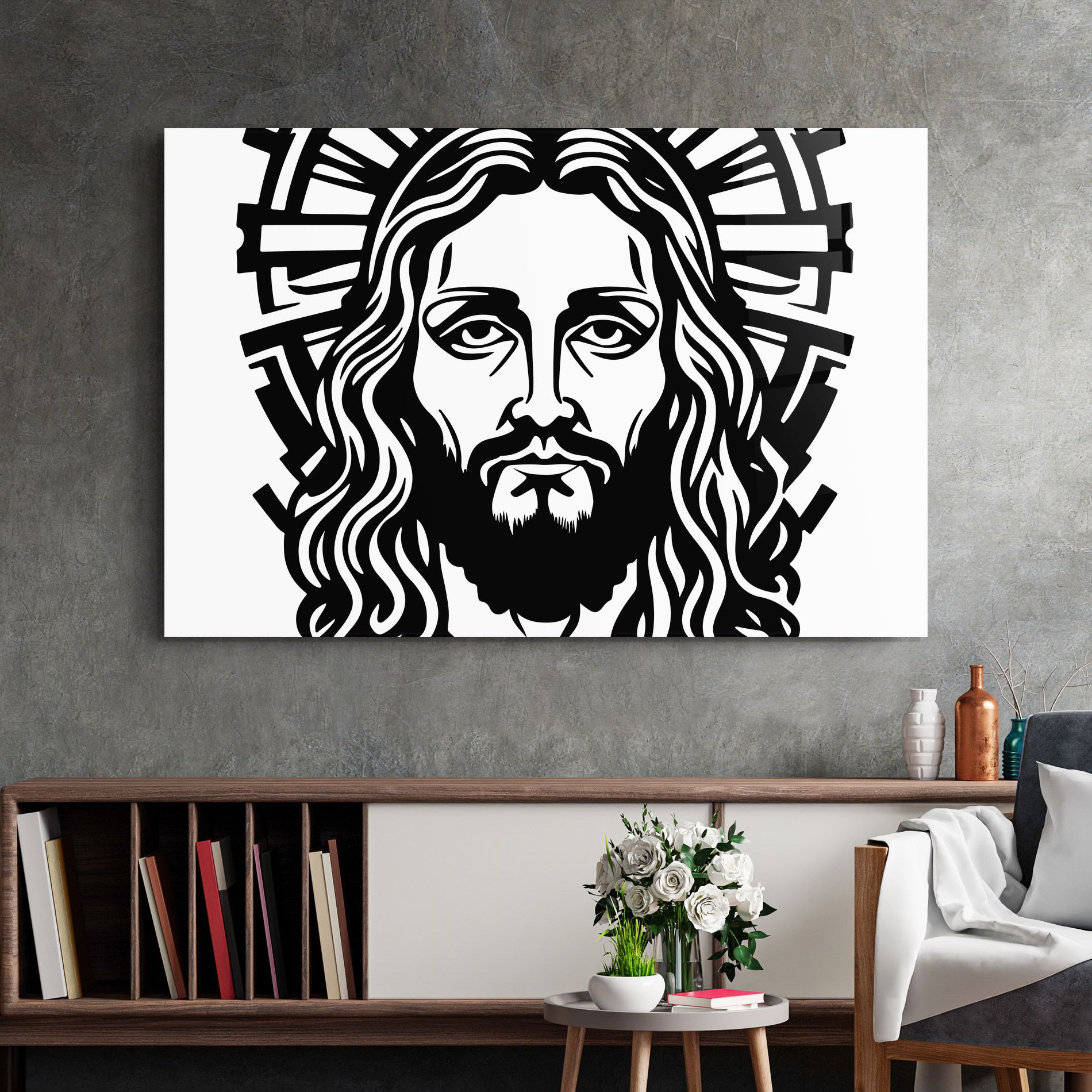 Black Line Jesus mockup 2