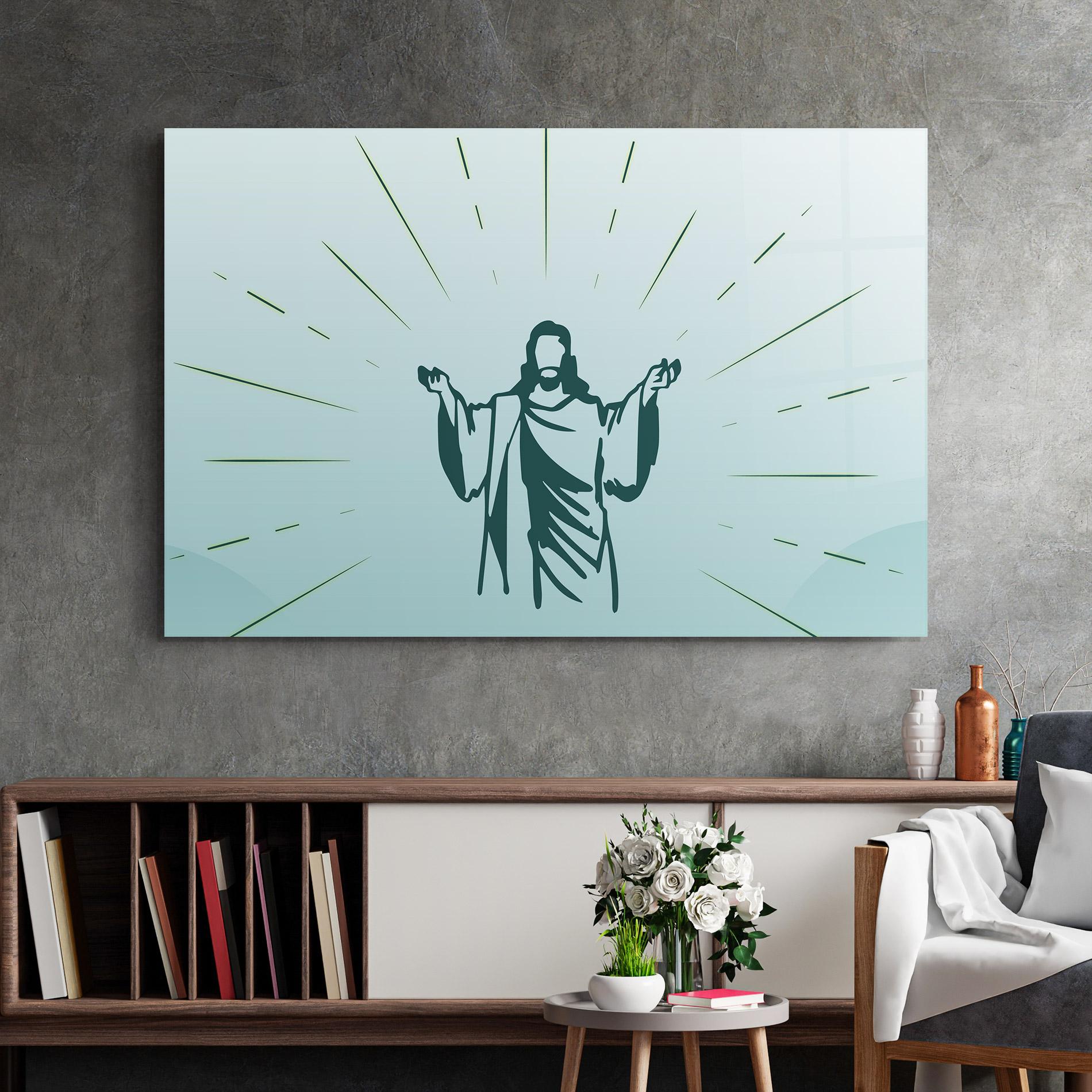 Üvegkép Blue Art Jesus mockup 2