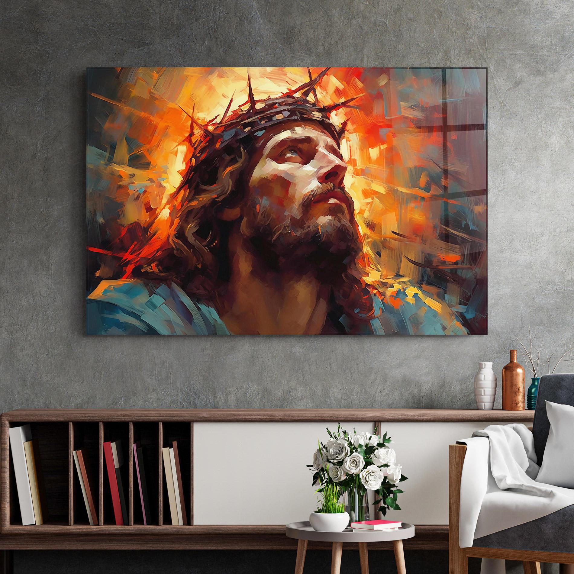 Üvegkép Jesus Crown Light mockup 2