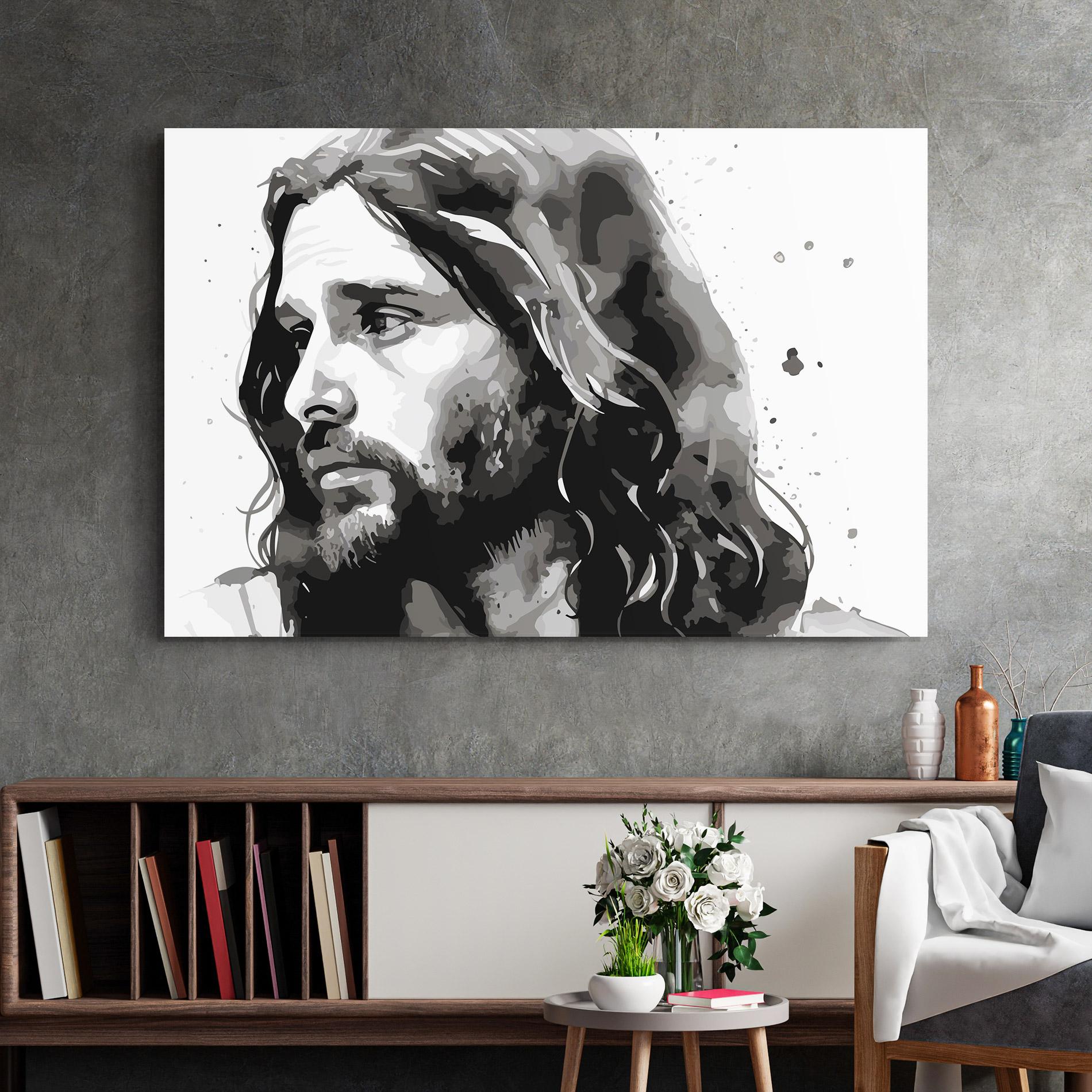 Üvegkép Jesus Watercolor mockup 2