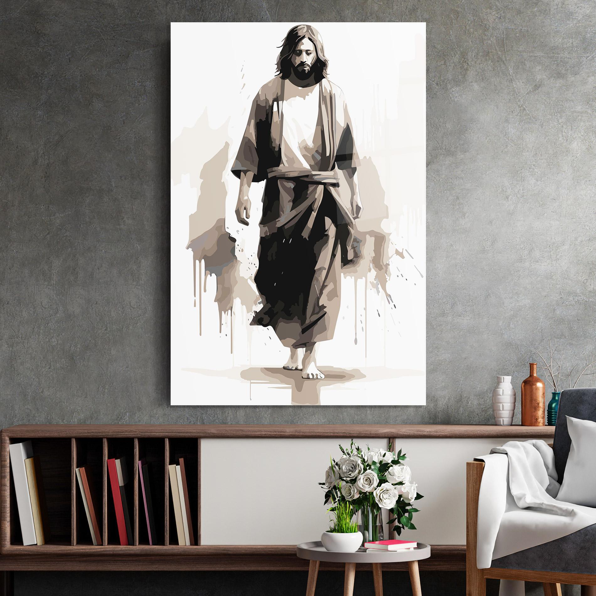 Üvegkép Cream Art Jesus mockup 2
