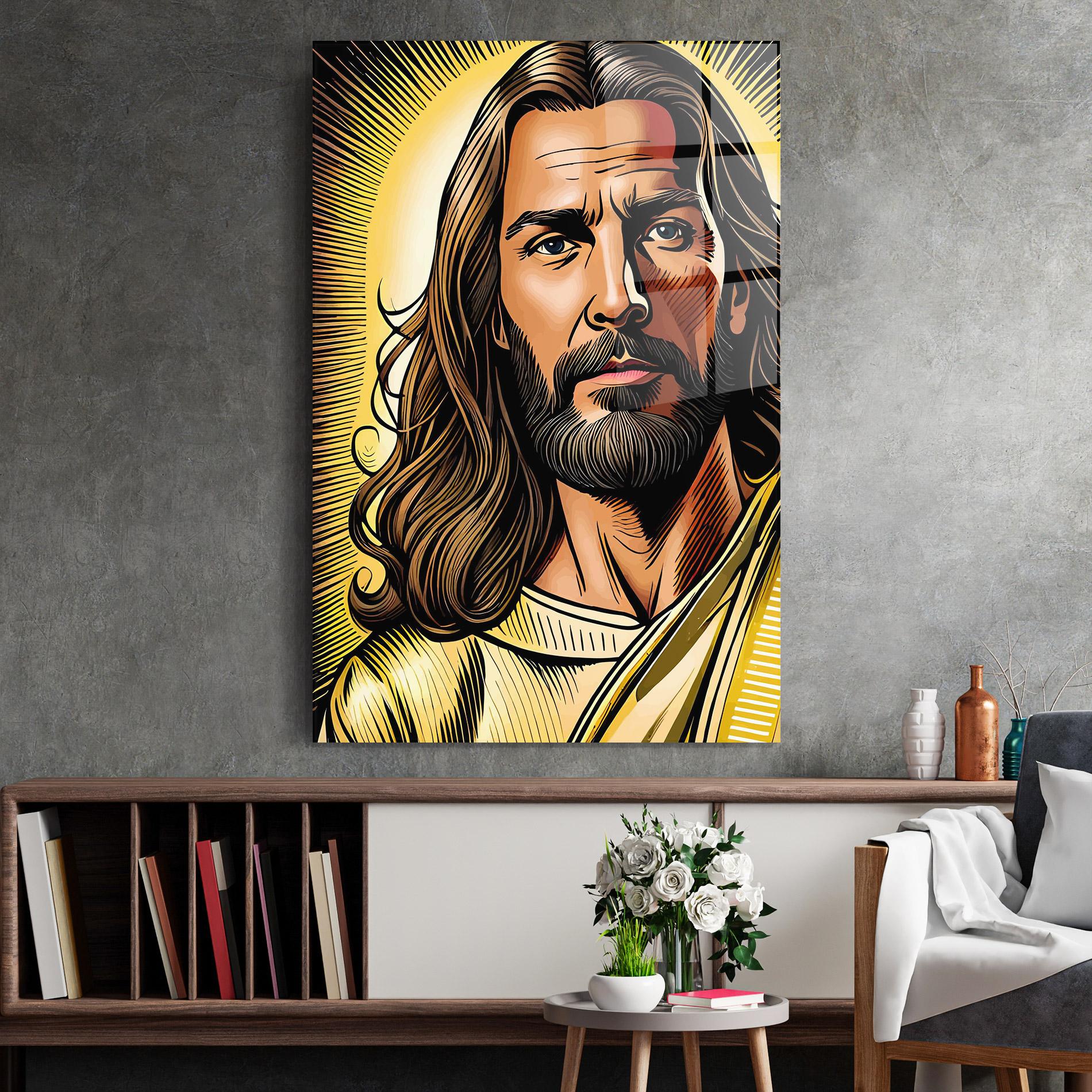 Üvegkép Gold Art Jesus mockup 2